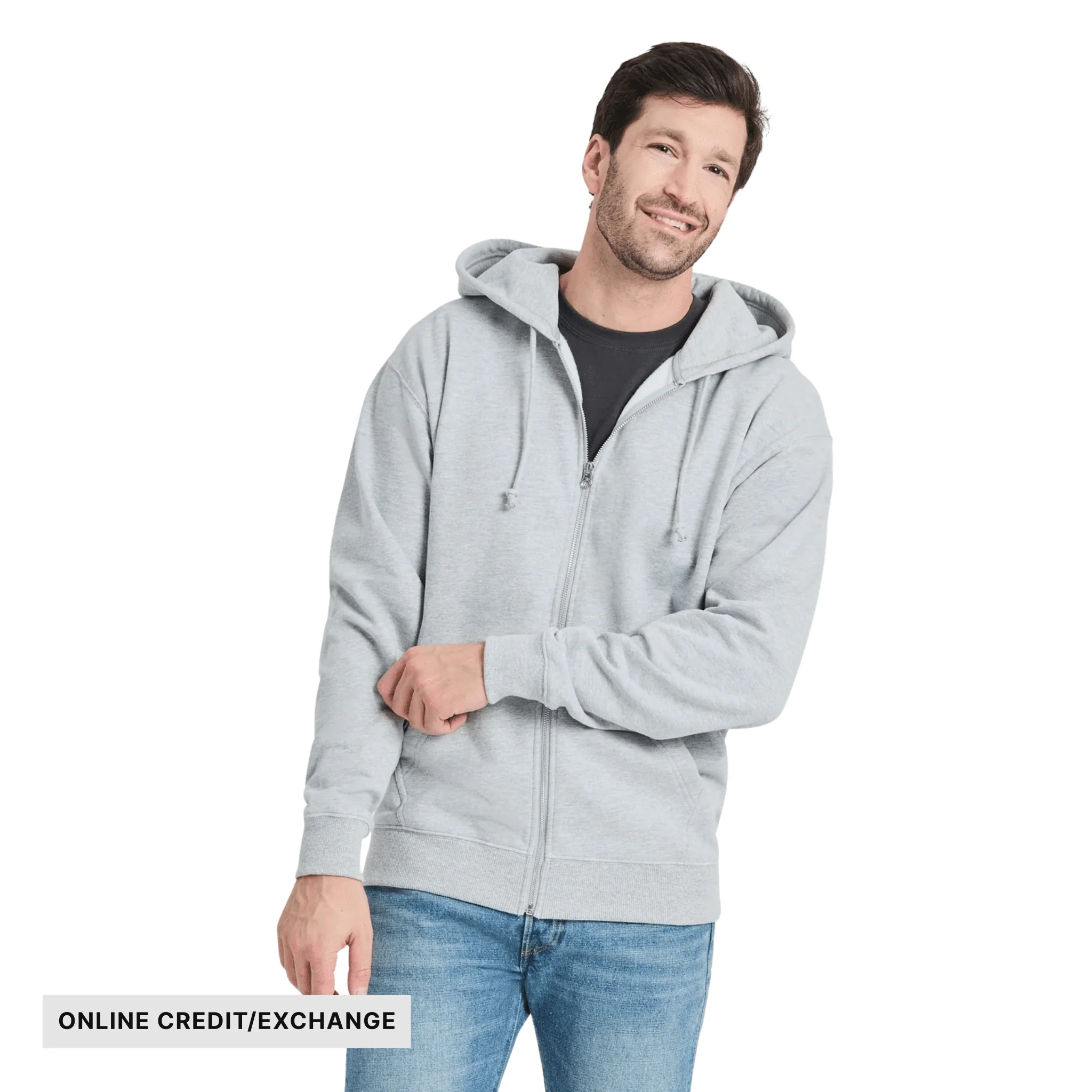 Life Is Good Men's Solid Good Vibes Fleece Zip Hoodie - Heather Gray