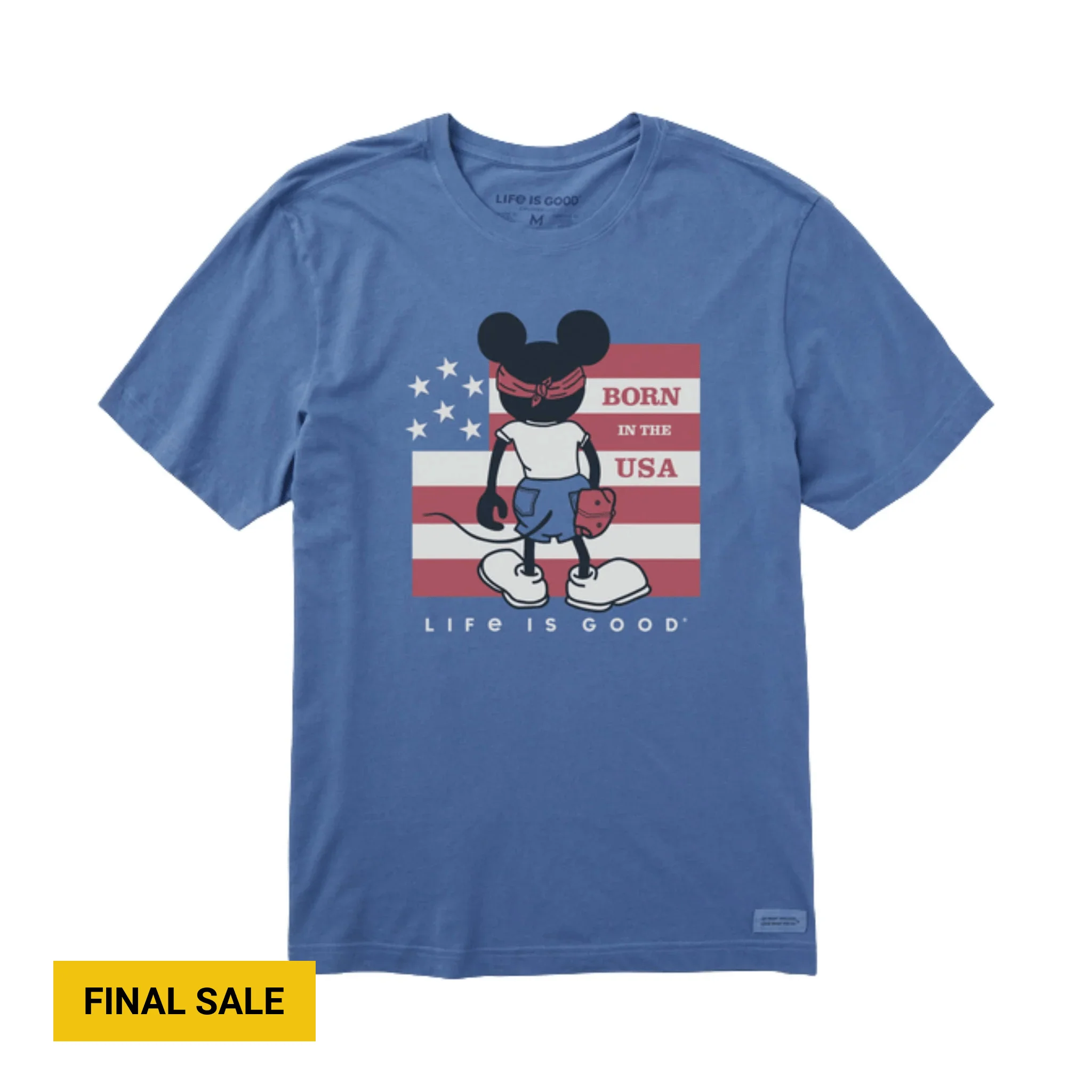 Life Is Good Men's Steamboat Willie Born In The USA Short Sleeve Tee - Vintage Blue
