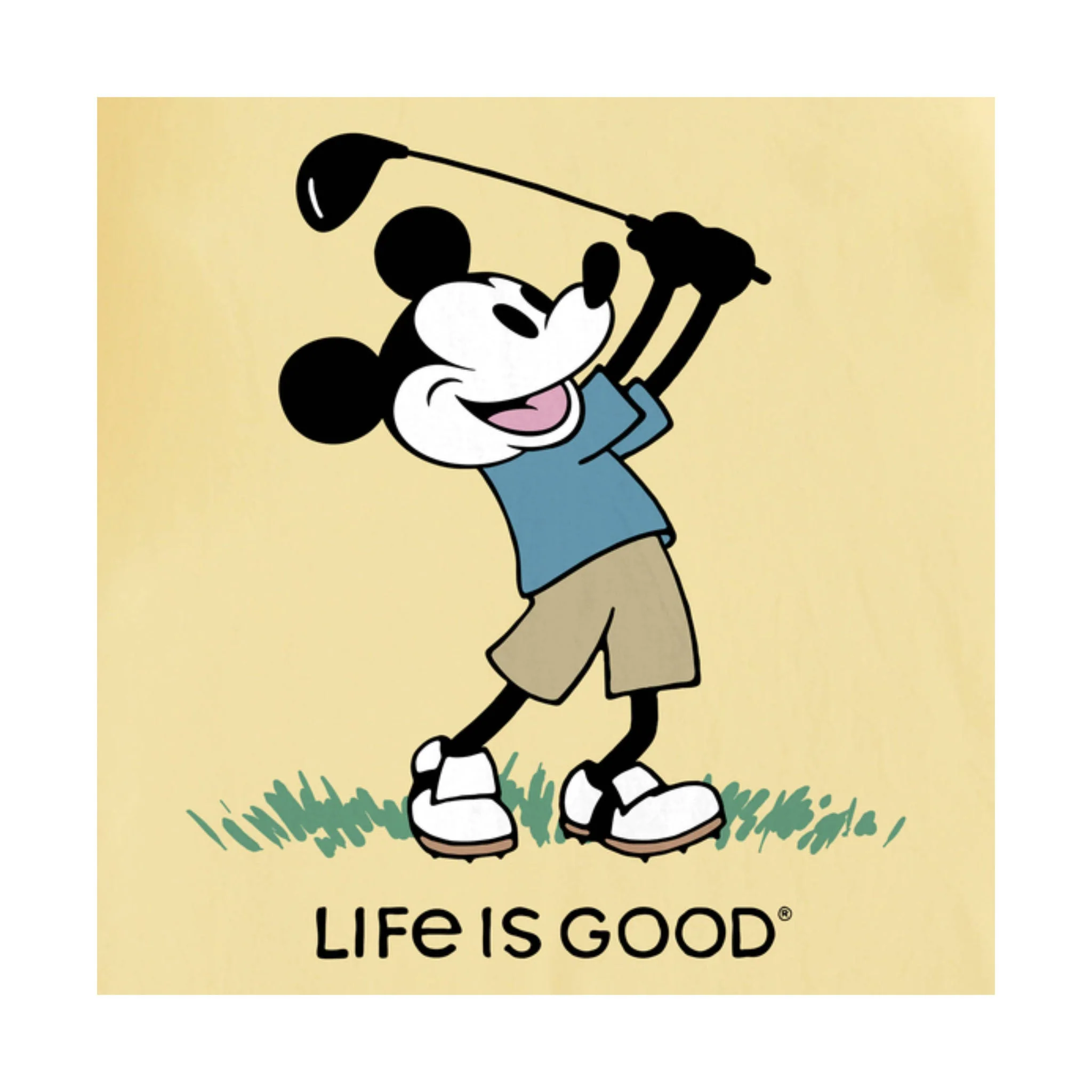 Life Is Good Men's Steamboat Willie Golf Crusher Tee - Sandy Yellow - Image 2