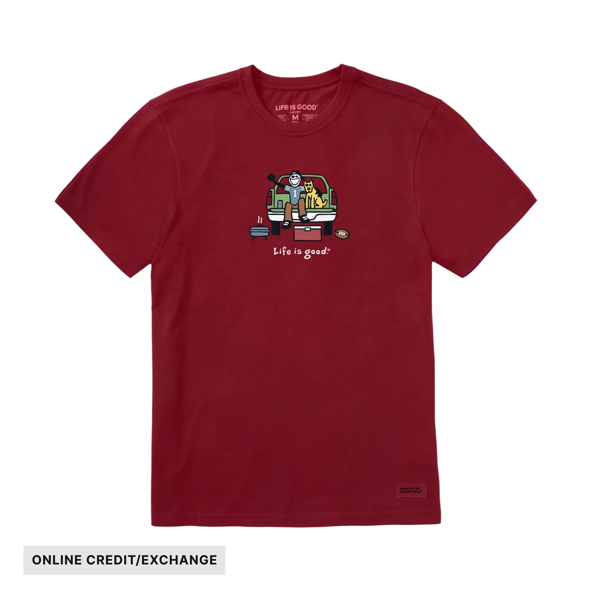 Life Is Good Men's Tailgate Football Short Sleeve Crusher Tee - Adirondack Red