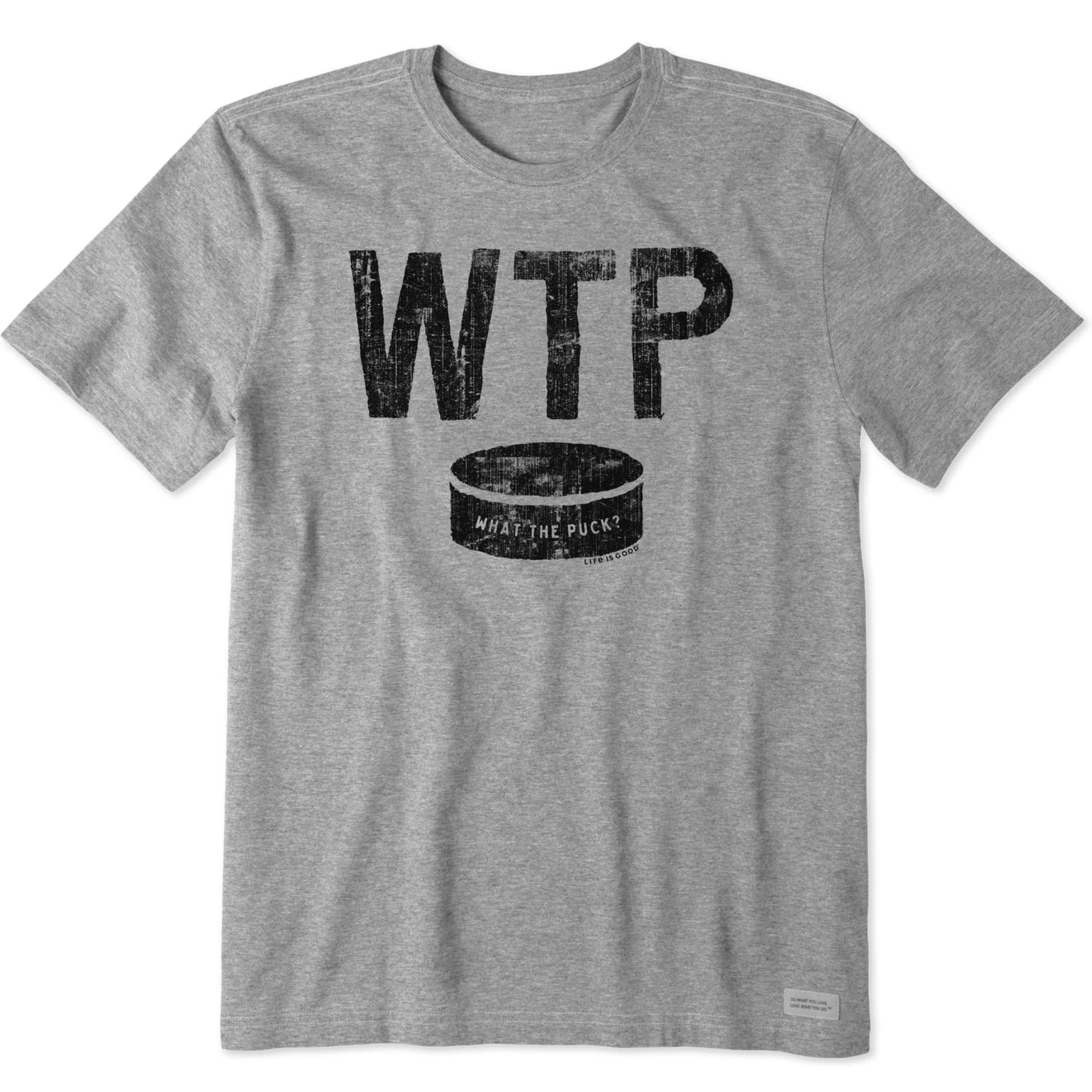 Life Is Good Men's What the Puck Short Sleeve Crusher Tee - Heather Gray