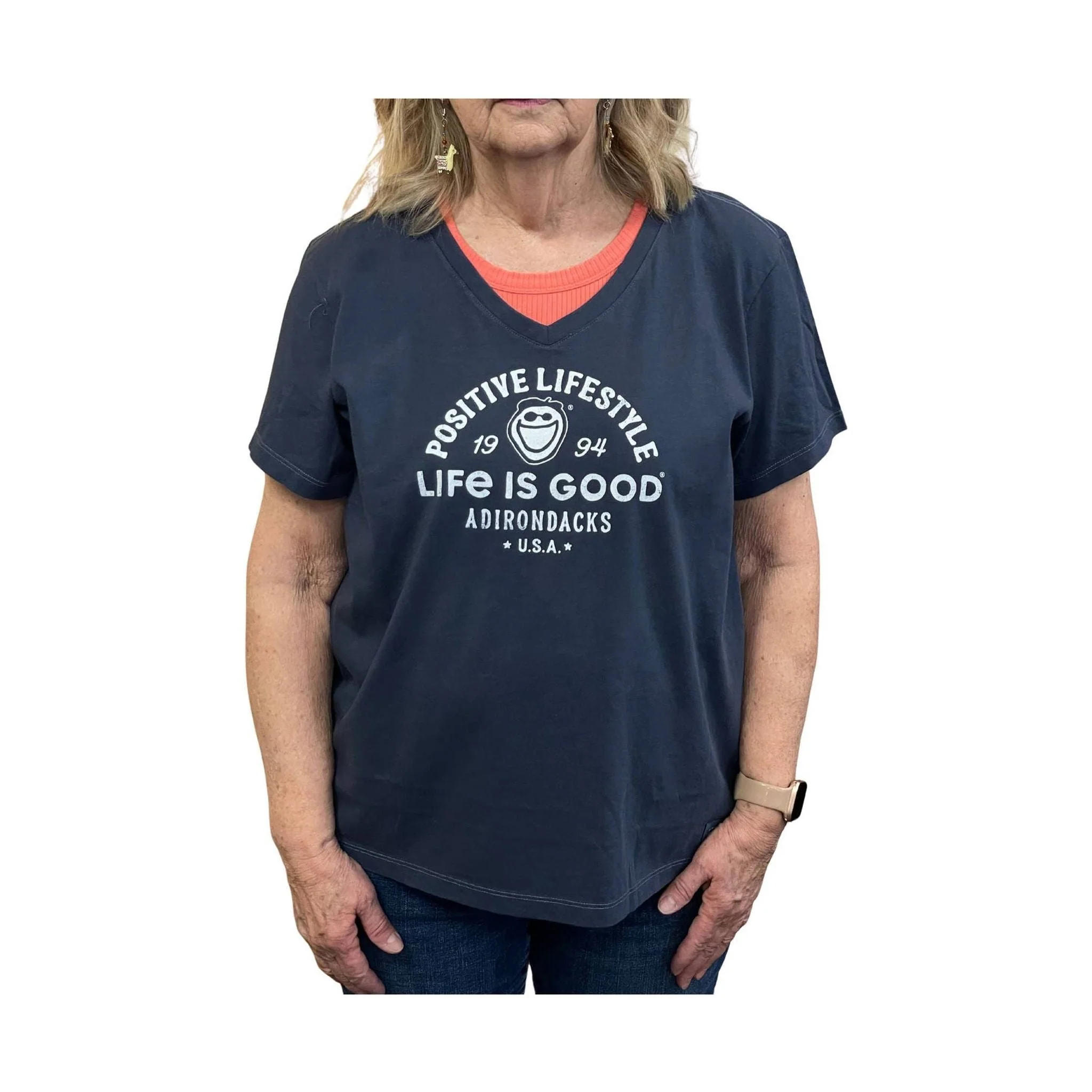 Life Is Good Women's Adirondacks Positive Tee - Darkest Blue