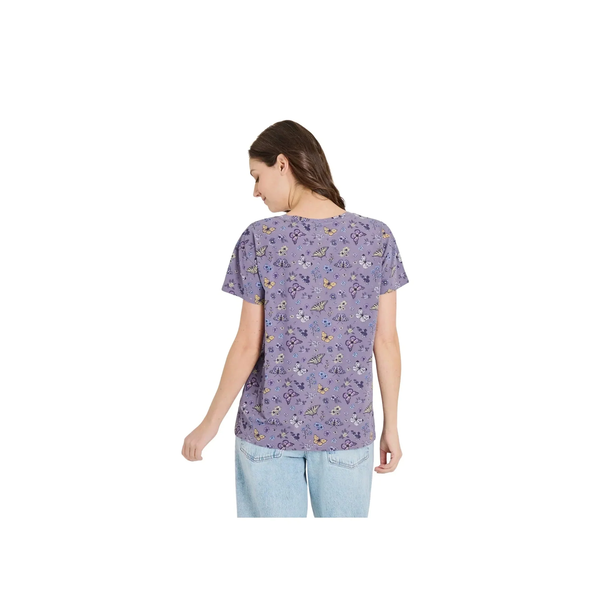 Life Is Good Women's Butterfly Garden Pattern Crusher Lite Easy Vee - Dusk Purple - Image 2