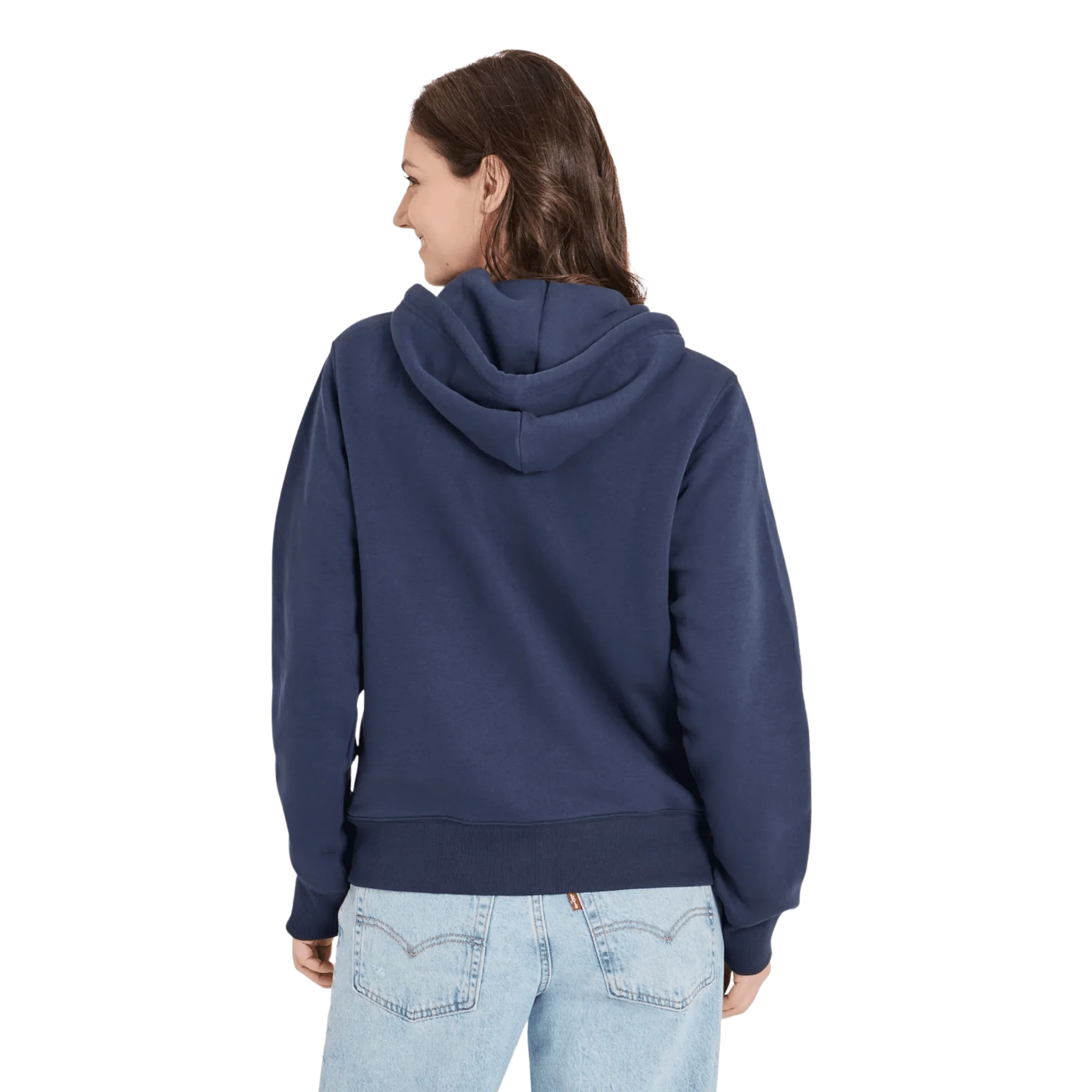 Life Is Good Women's Crafty LIG Stacked Good Vibes Fleece Zip Hoodie - Inkwell Blue - Image 3