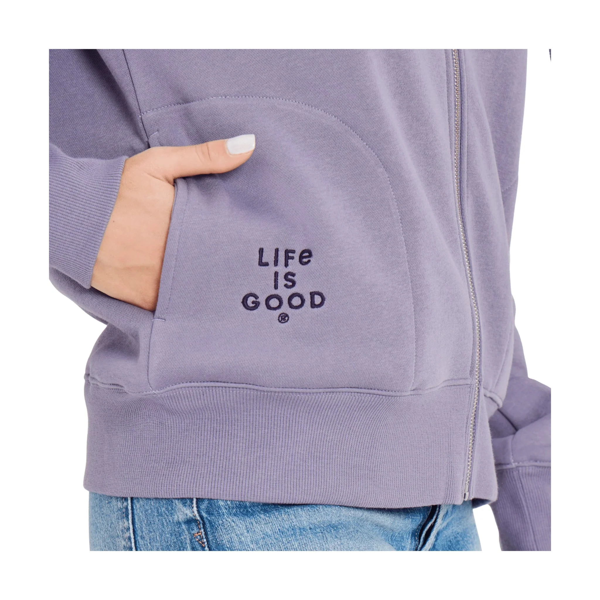 Life Is Good Women's Crafty Stacked Good Vibes Fleece Zip Hoodie - Dusk Purple - Image 3