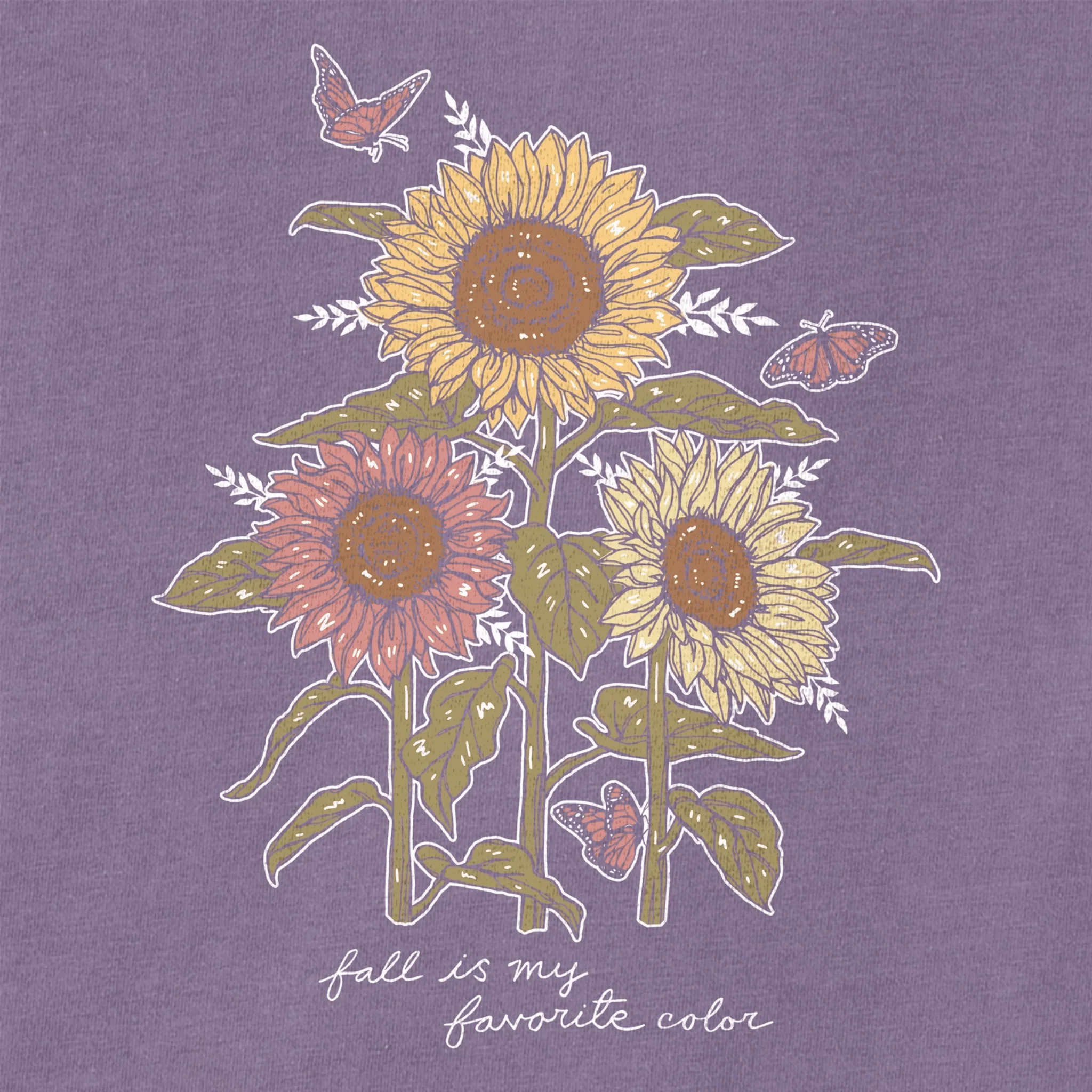 Life Is Good Women's Fall Is My Favorite Sunflowers Short Sleeve Crusher Tee - Dusk Purple - Image 2