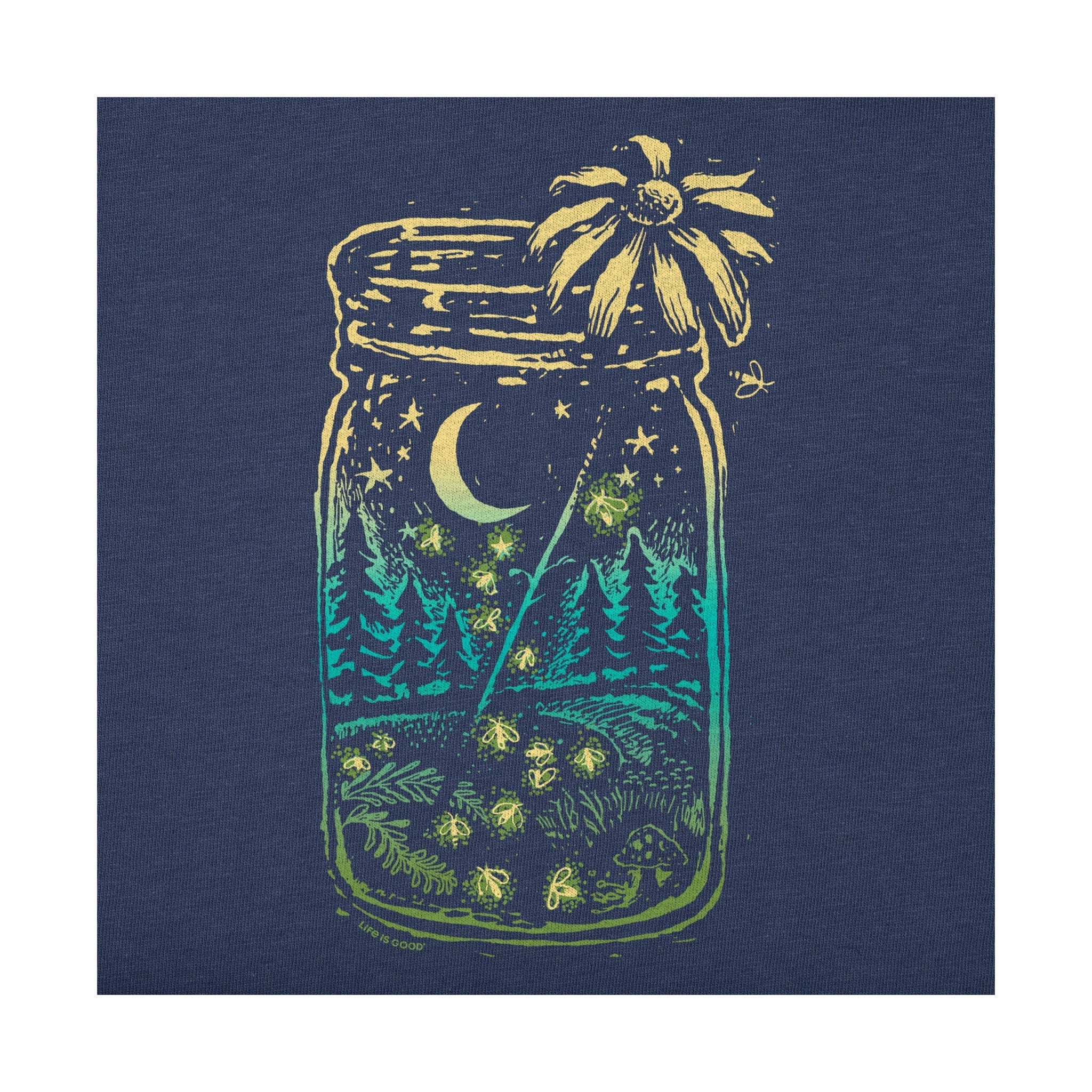 Life Is Good Women's Firefly Moon Jar Short Sleeve Crusher Vee - Darkest Blue - Image 2