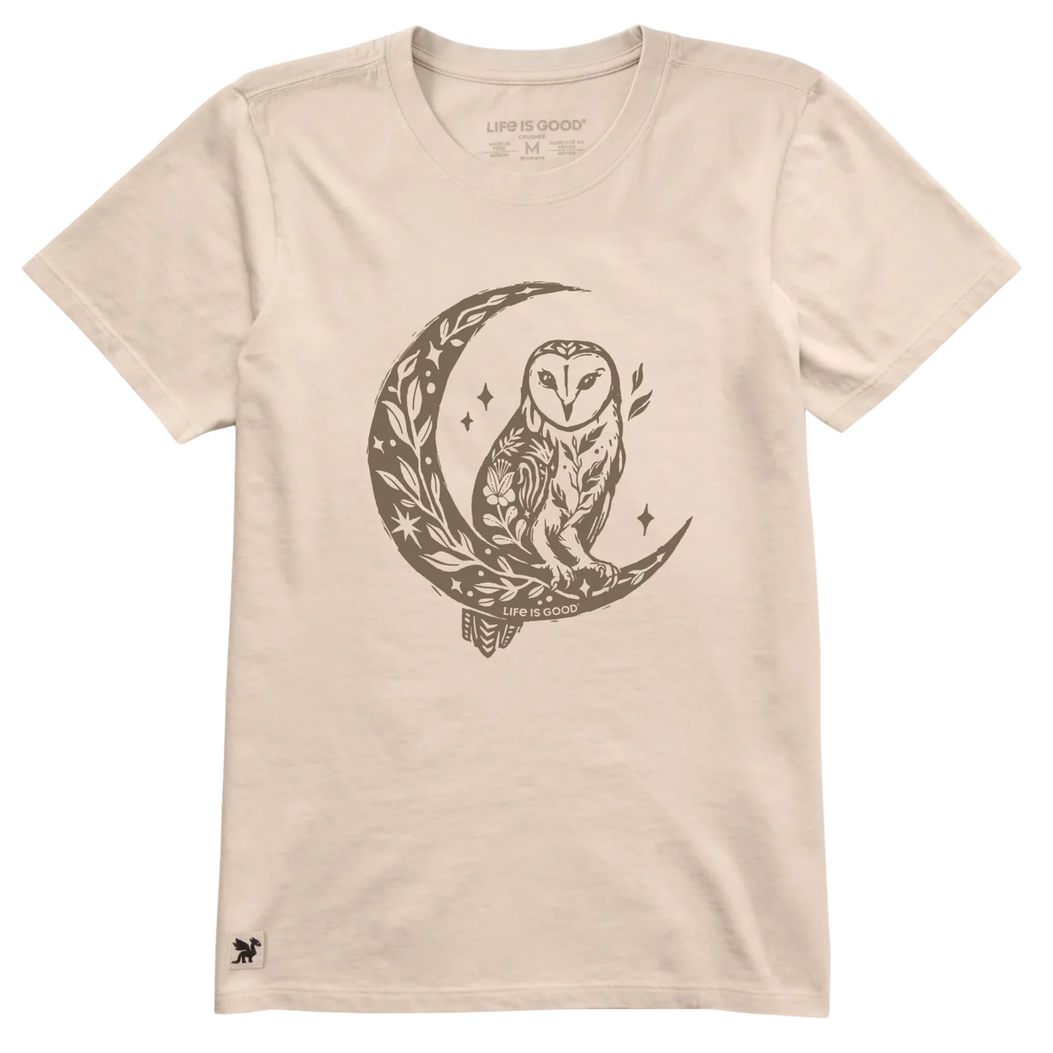 Life Is Good Women's Florowl Moon Short Sleeve Crusher Tee - Birch White