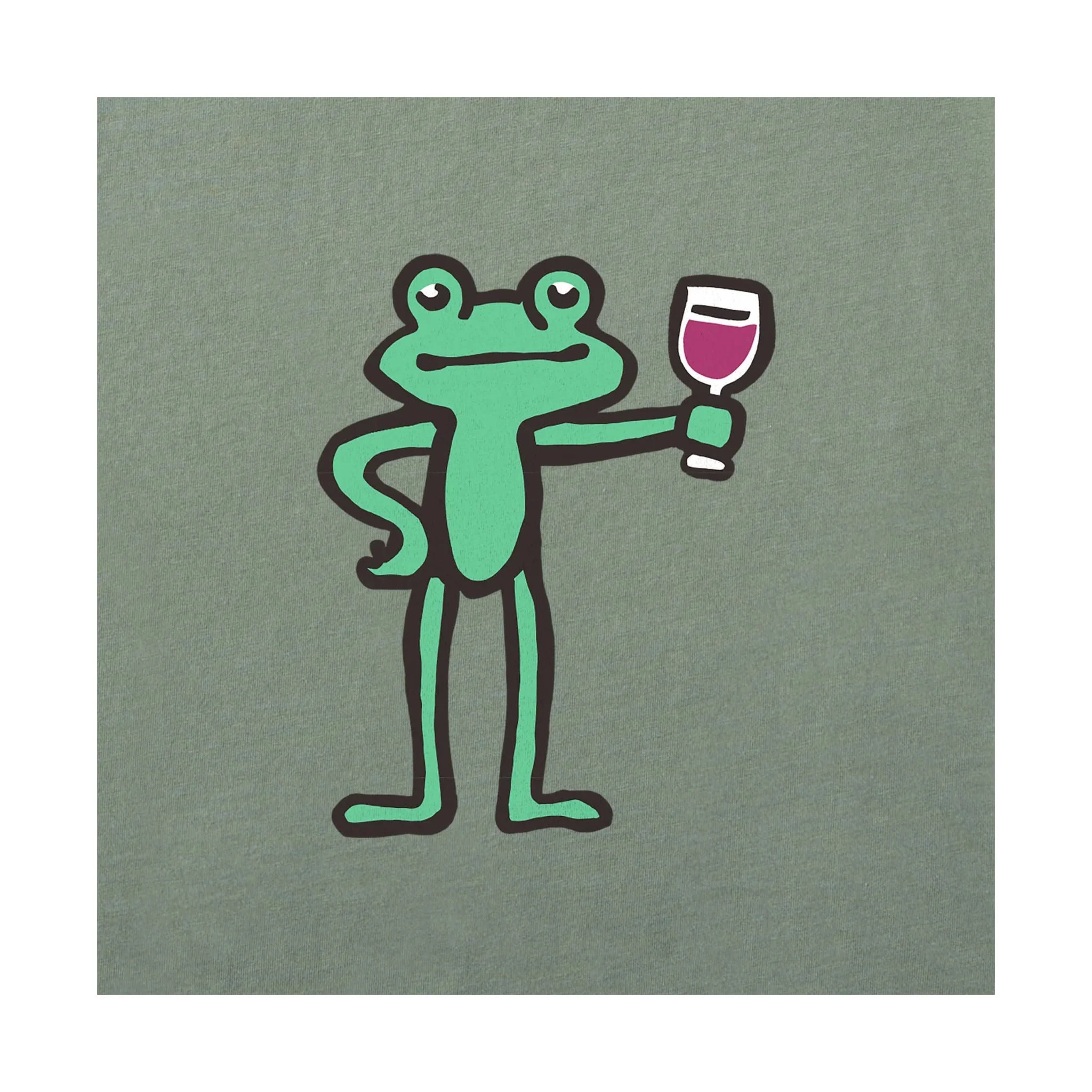 Life Is Good Women's Frog With Wine Short Sleeve Crusher Tee - Moss Green - Image 2