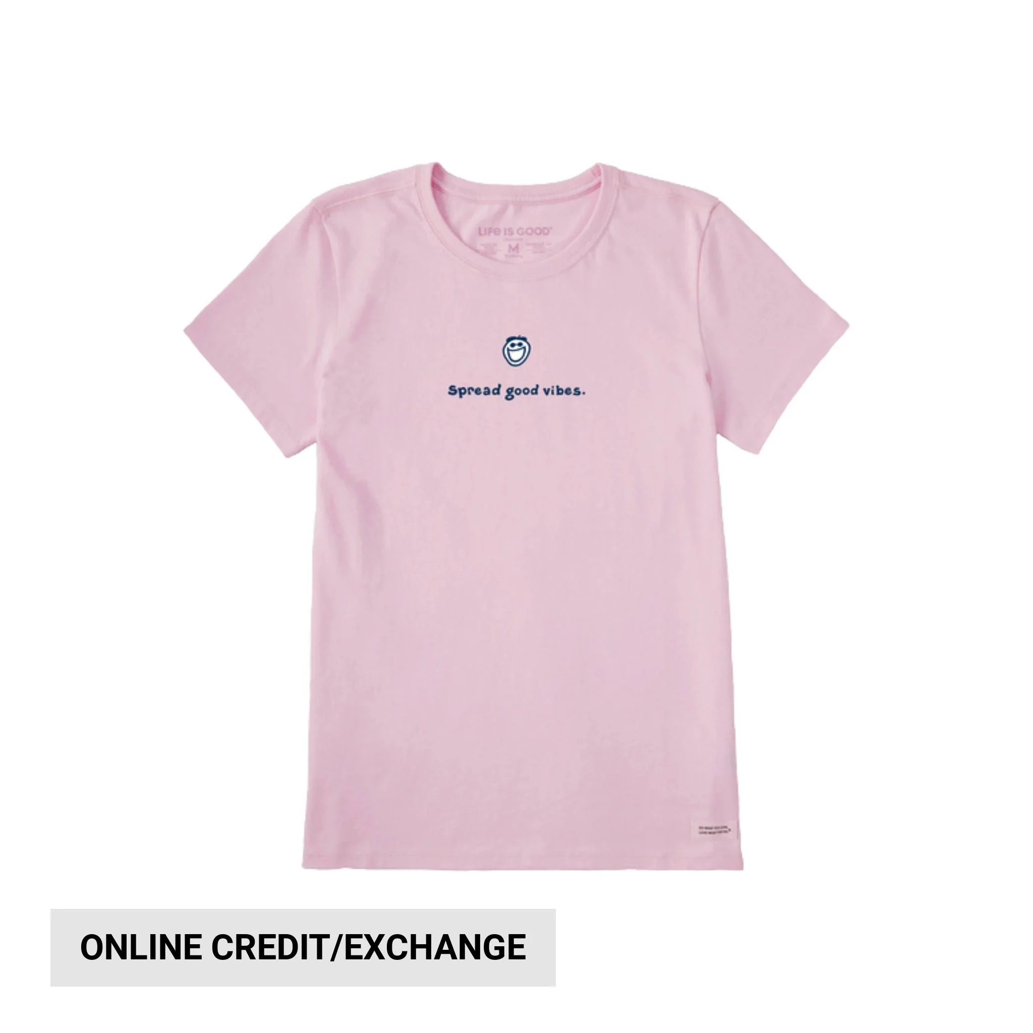 Life Is Good Women's Jake Spread Good Vibes Crusher Tee - Seashell Pink