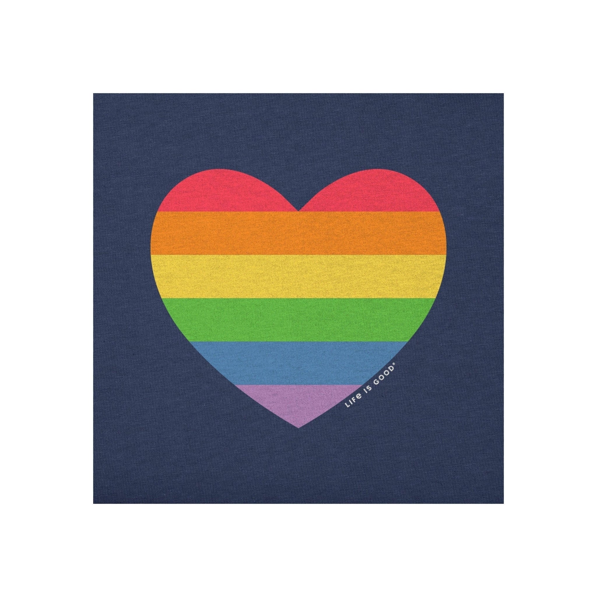 Life Is Good Women's Rainbow Pride Heart Short Sleeve Vee - Darkest Blue - Image 2