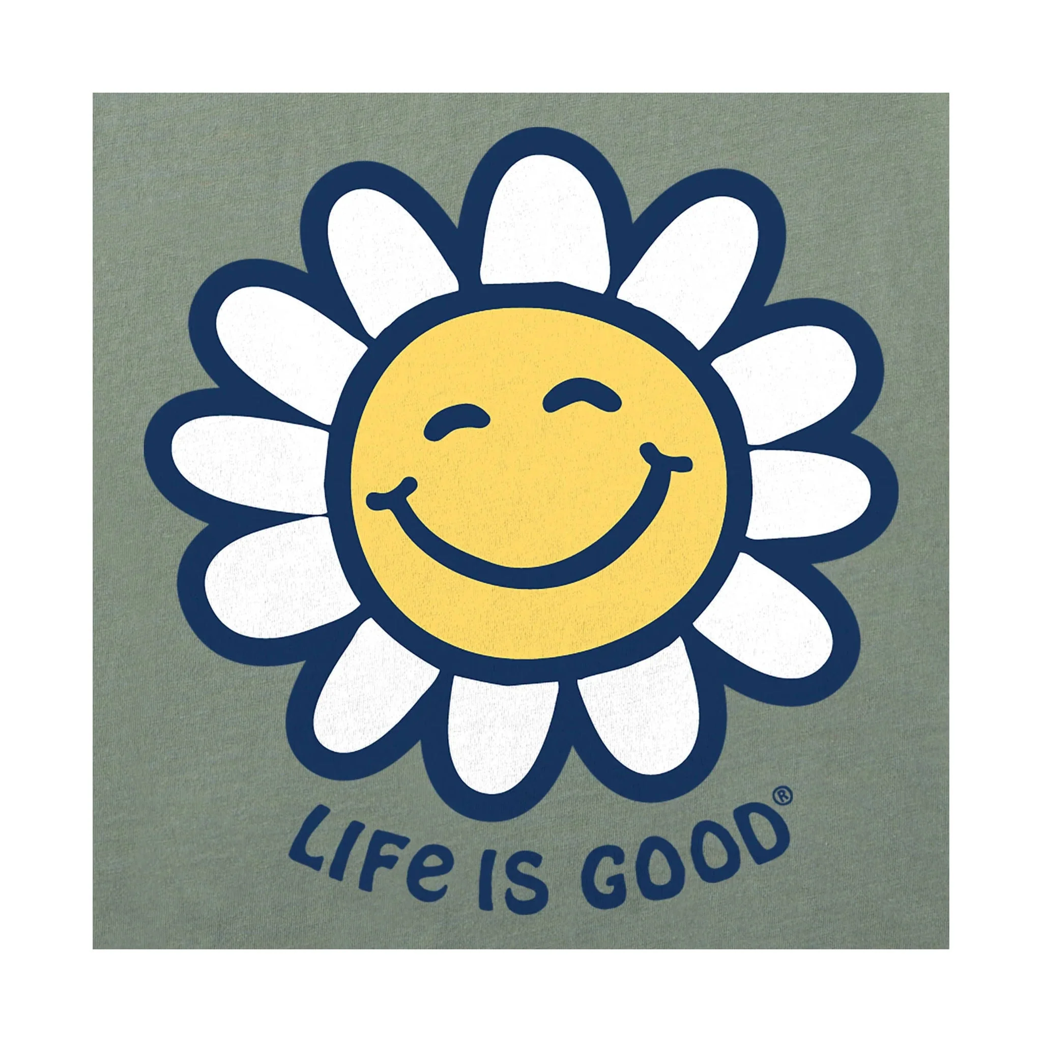 Life Is Good Women's Smile Daisy Short Sleeve Crusher Vee - Moss Green - Image 2