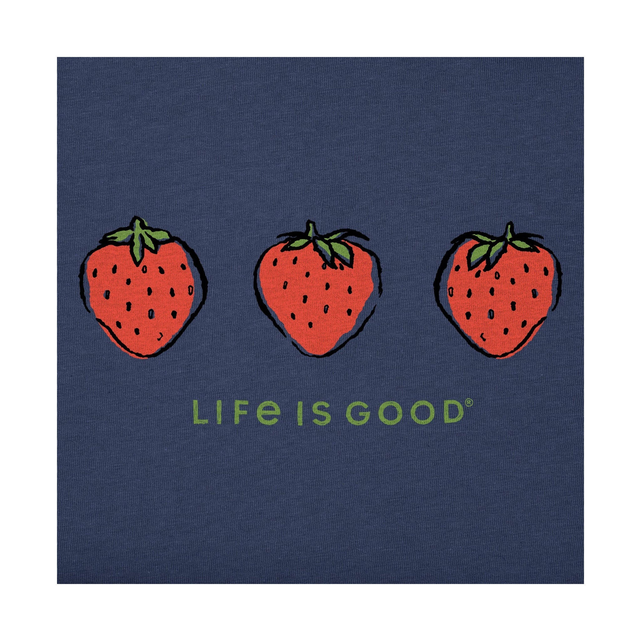 Life Is Good Women's Three Strawberries Short Sleeve Crusher Tee - Darkest Blue - Image 2
