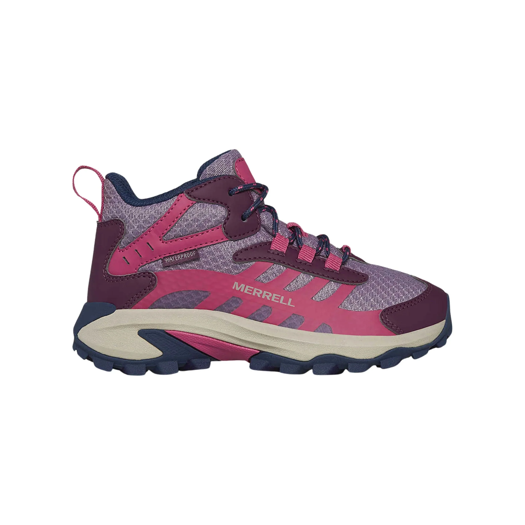 Merrell Big Kids' Moab Speed 2 Mid Waterproof Hiking Boots - Berry/Navy