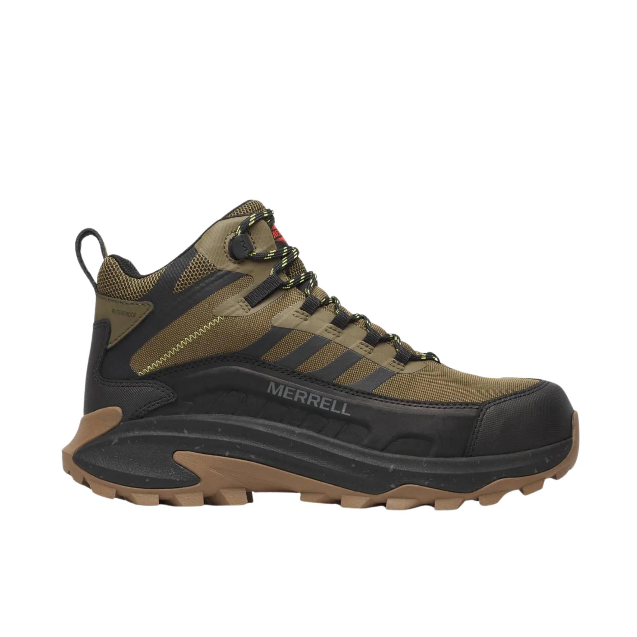 Merrell Men's Moab Speed 2 FX Mid Waterproof Carbon Fiber Toe Work Boots - Olive