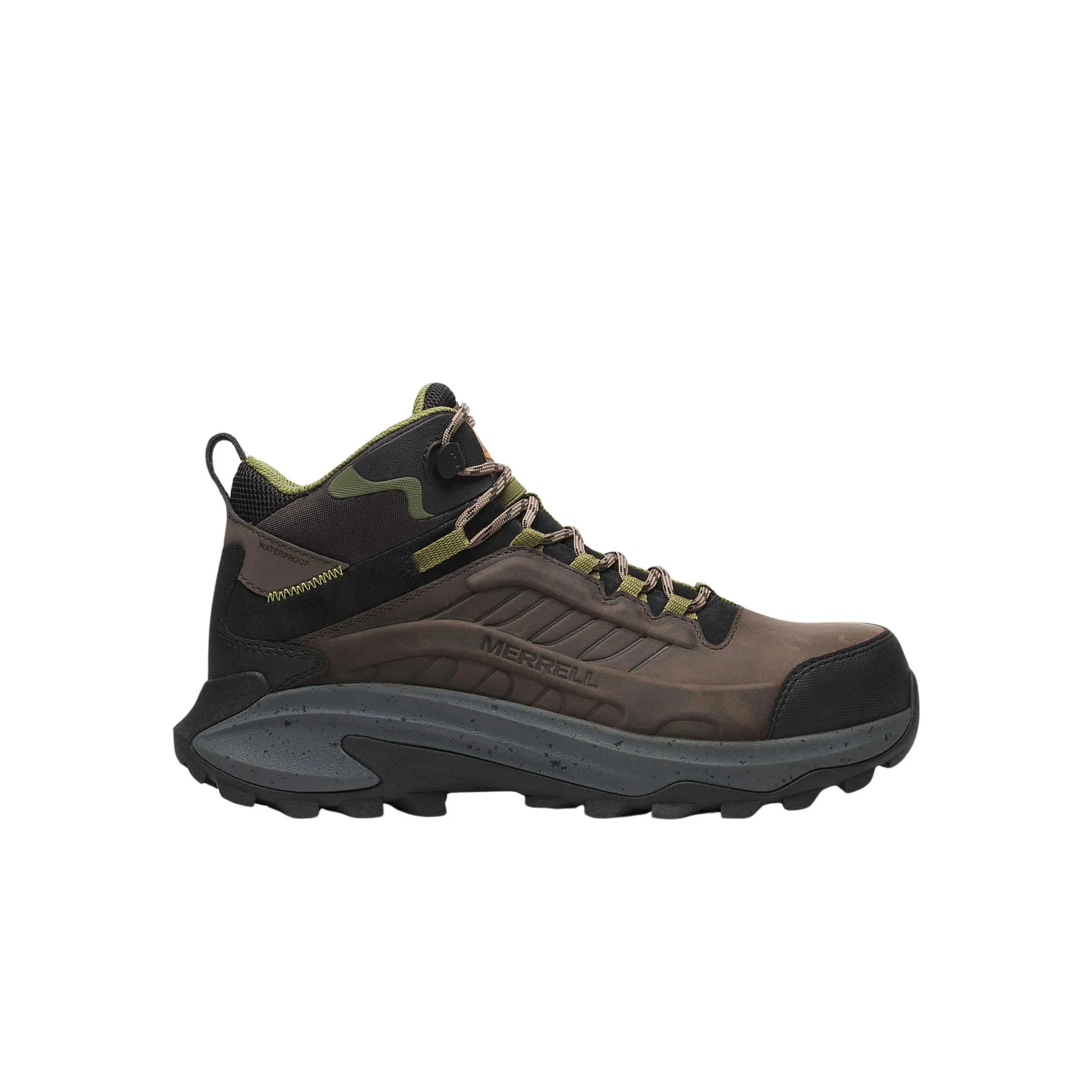Merrell Men's Moab Speed 2 Mid Waterproof Carbon Fiber Toe Work Boots - Dark Taupe