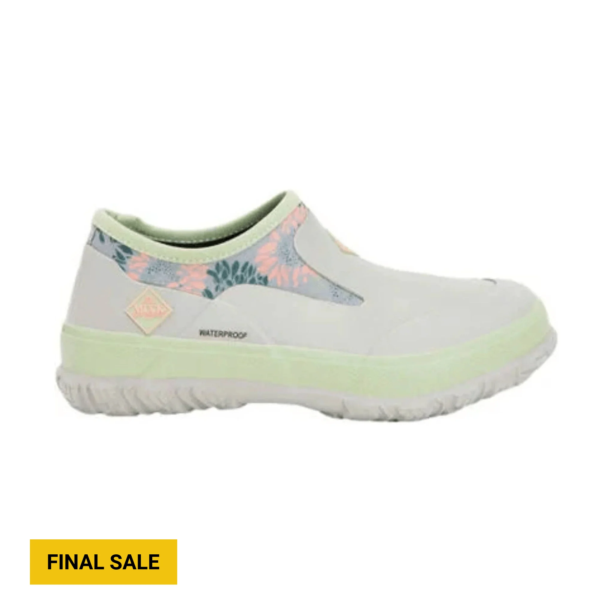 Muck Boot Women's Forager Low Slip On Rain Shoe - Light Gray / Sunflower Print