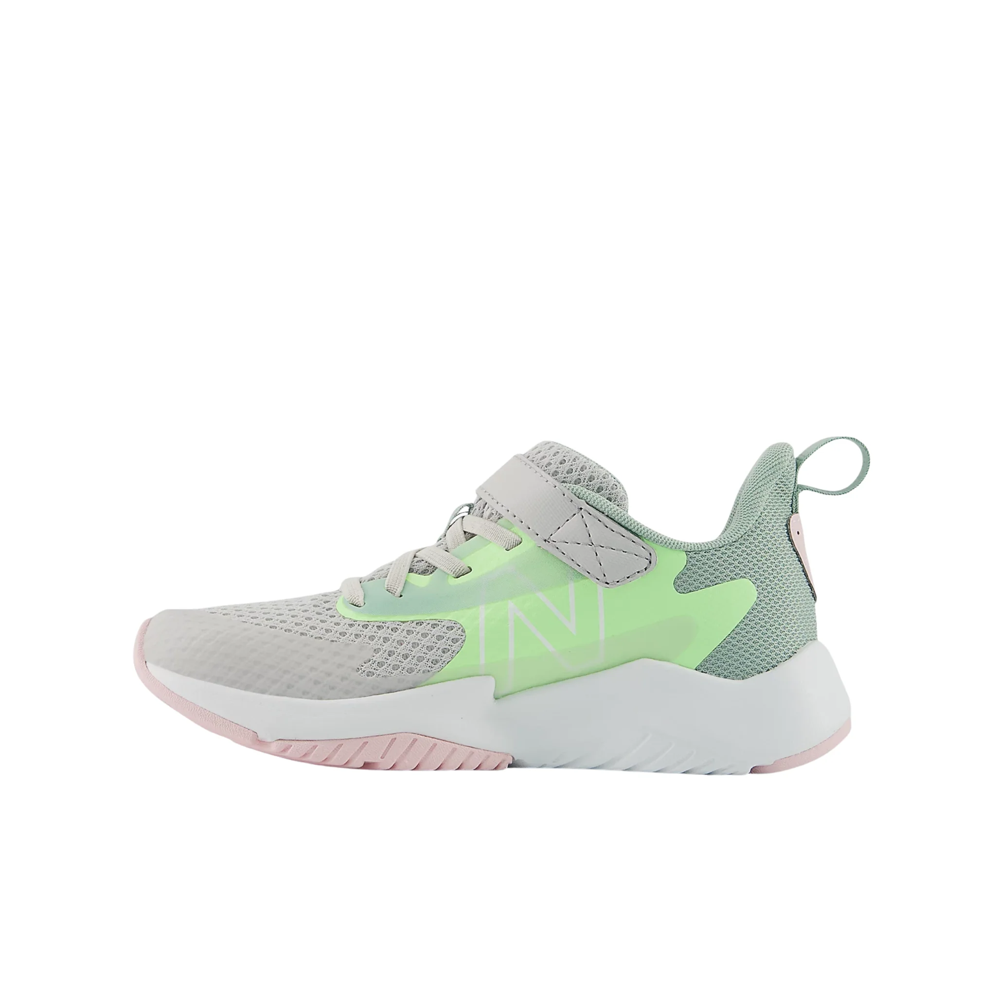 New Balance Kids' Rave Run v2 Bungee Lace With Top Strap Shoes - Grey Matter With Mint Flash And Mosaic Green - Image 2