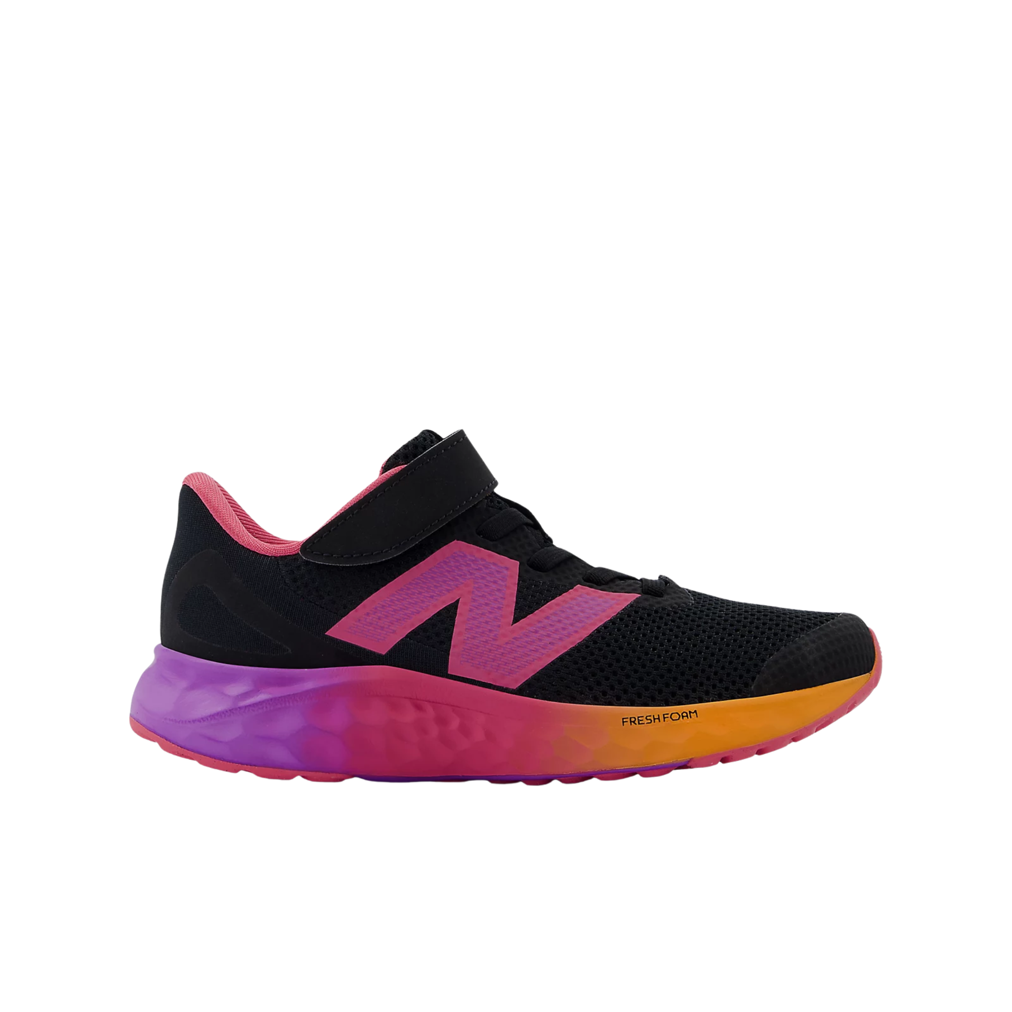 New Balance Little Kids' Fresh Foam Arishi v4 Bungee Lace With Top Strap Shoes - Black With Passion Fruit And Dragon Berry