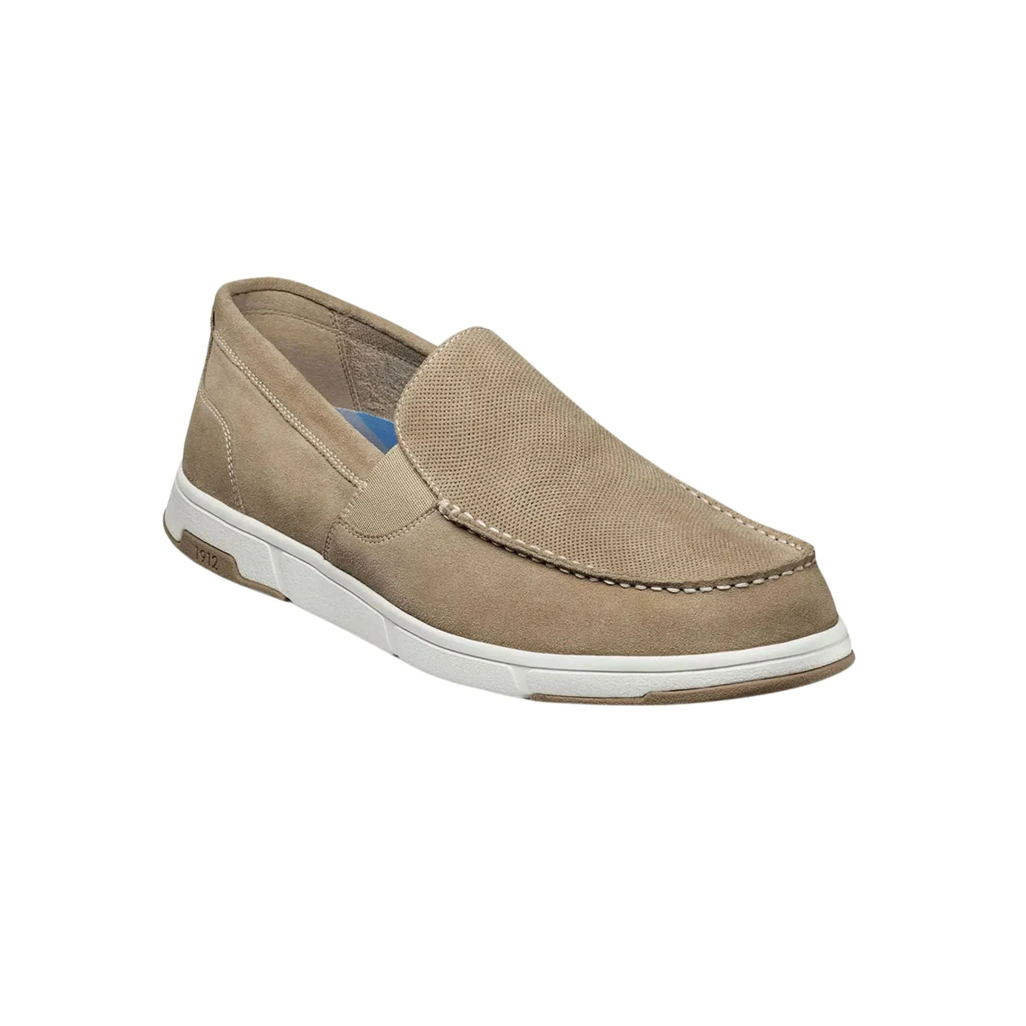 Nunn Bush Men's Luca Suede Moc Toe Venetian Slip On Shoes - Stone