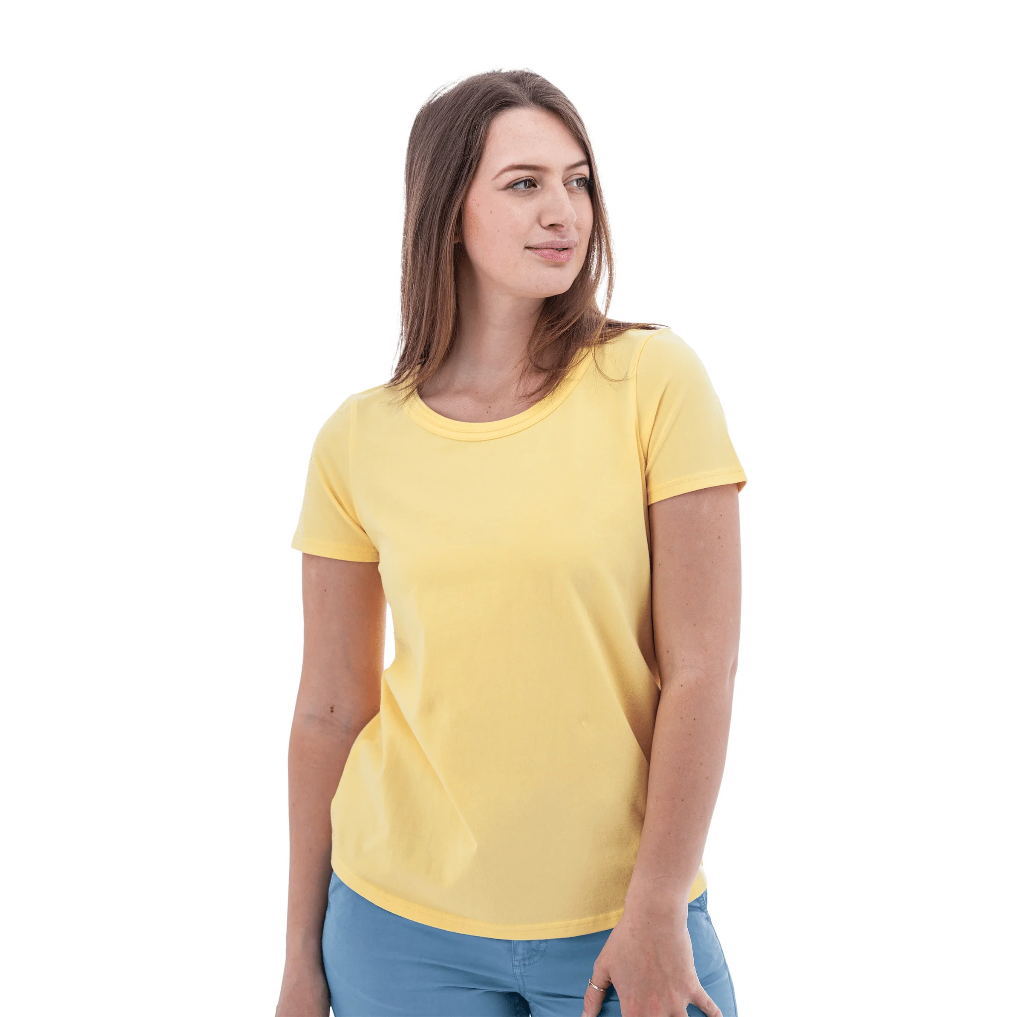 Old Ranch Women's Basis Organic Cotton Tee - Golden Haze - Image 3