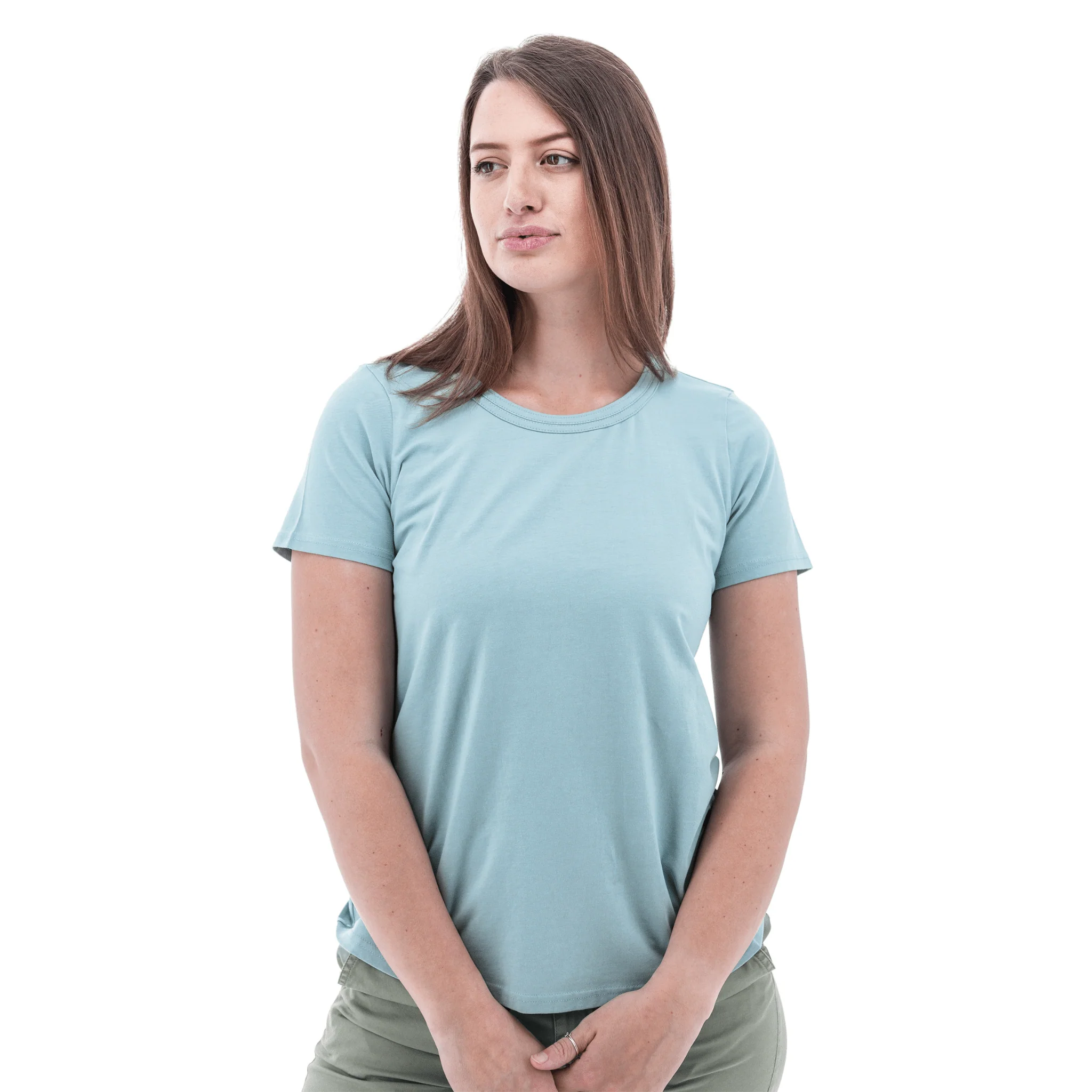 Old Ranch Women's Basis Organic Cotton Tee - Tourmaline - Image 2