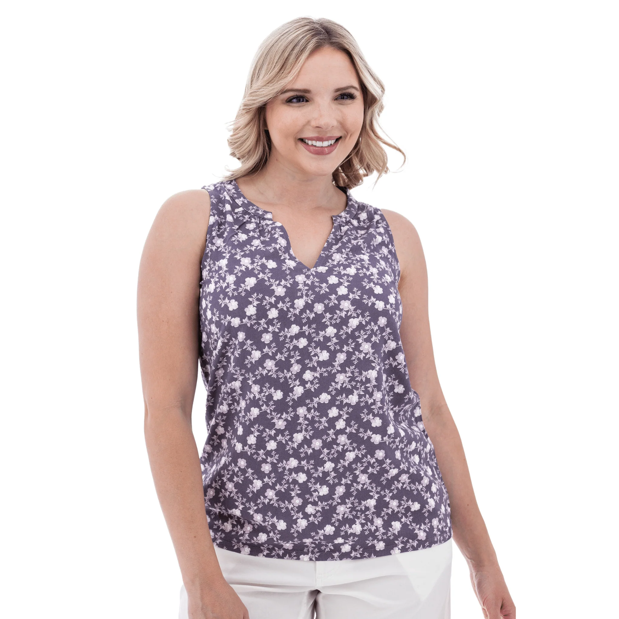 Old Ranch Women's Fleur Sleeveless Tank Top - Purple Sage - Image 2