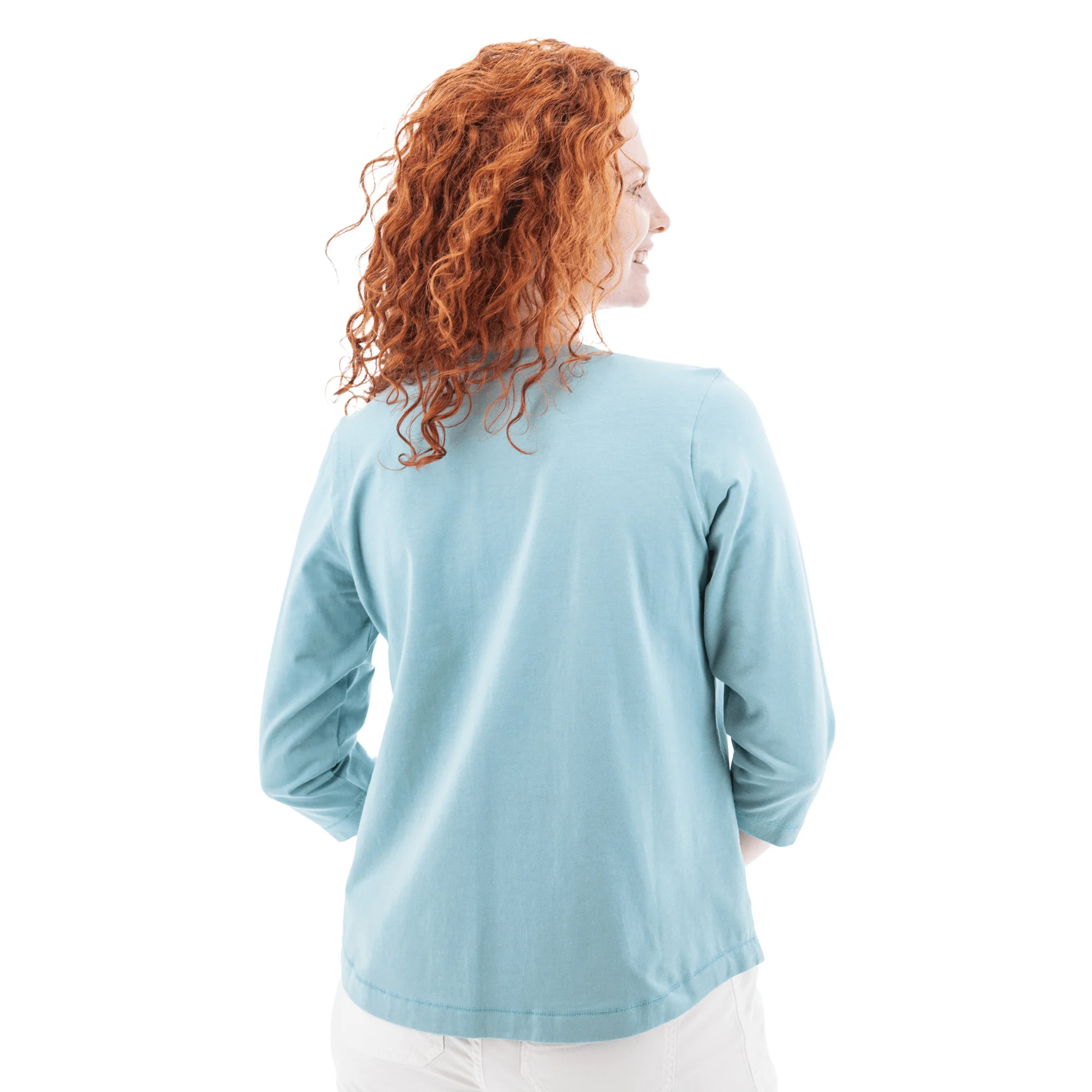 Old Ranch Women's Magnolia 25 Organic Three Quarter Sleeve Top - Tourmaline - Image 3