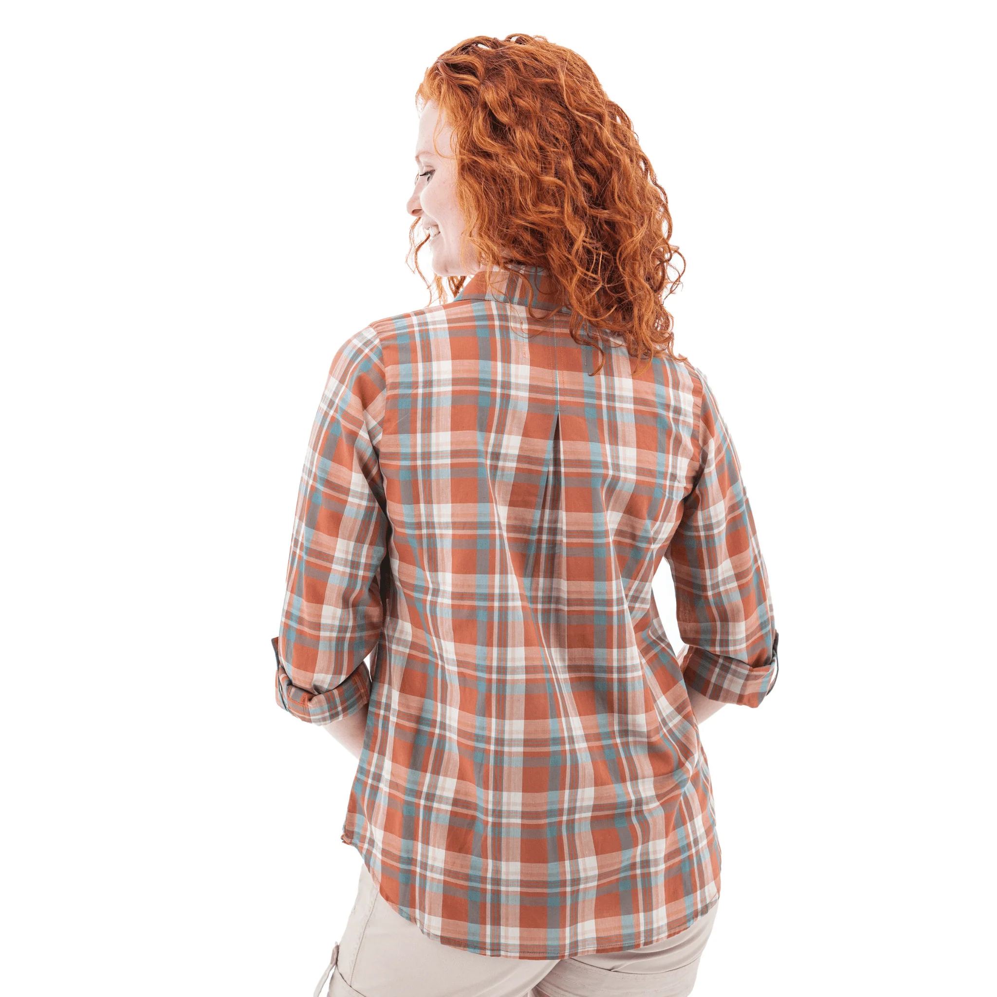 Old Ranch Women's Plumas 25 Organic Roll Up Shirt - Hot Sauce - Image 3
