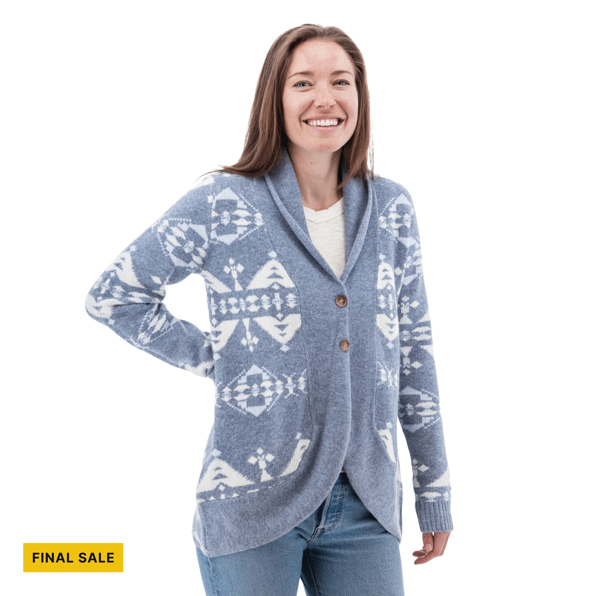 Old Ranch Women's Willa Southwestern Shawl Collar Cardigan - Winter Sky