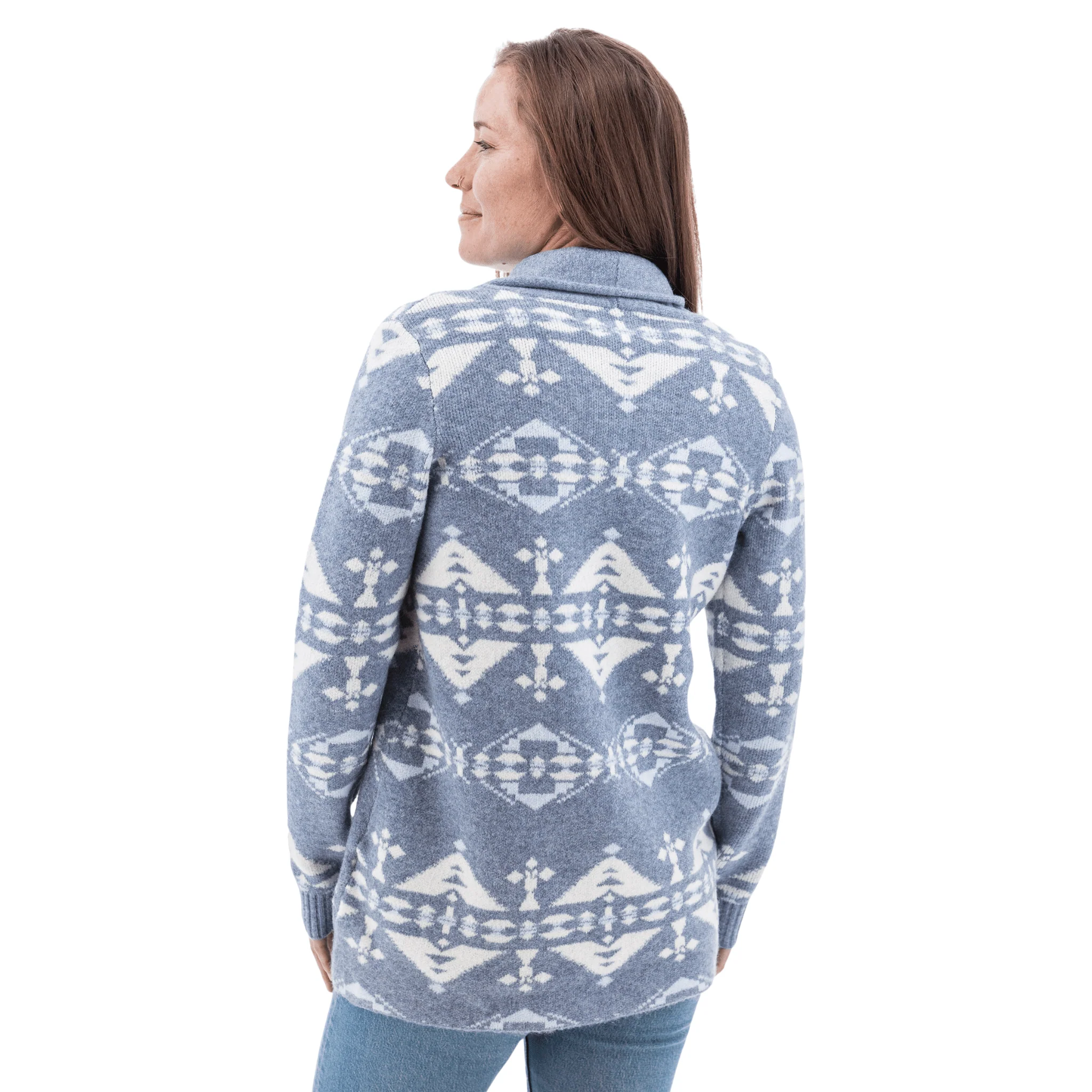 Old Ranch Women's Willa Southwestern Shawl Collar Cardigan - Winter Sky - Image 2