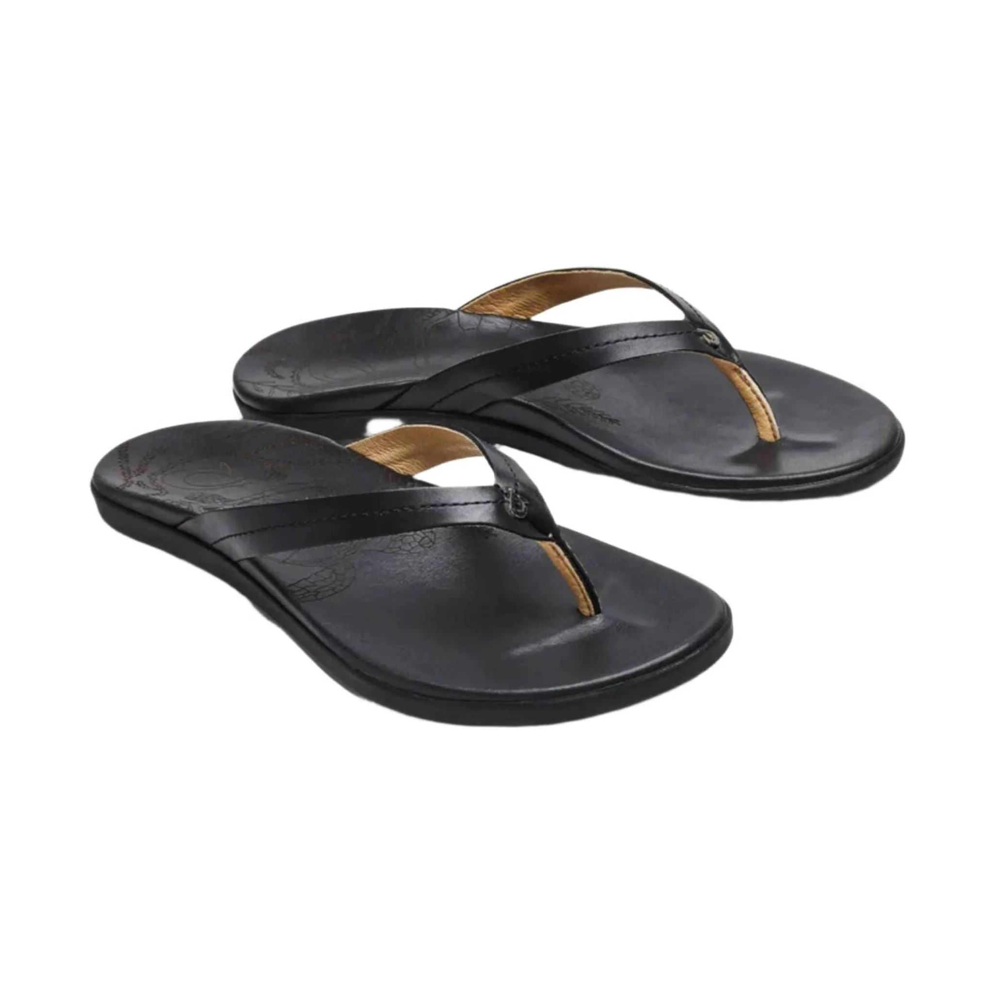 OluKai Women's Honu Leather Beach Sandals - Black - Image 2