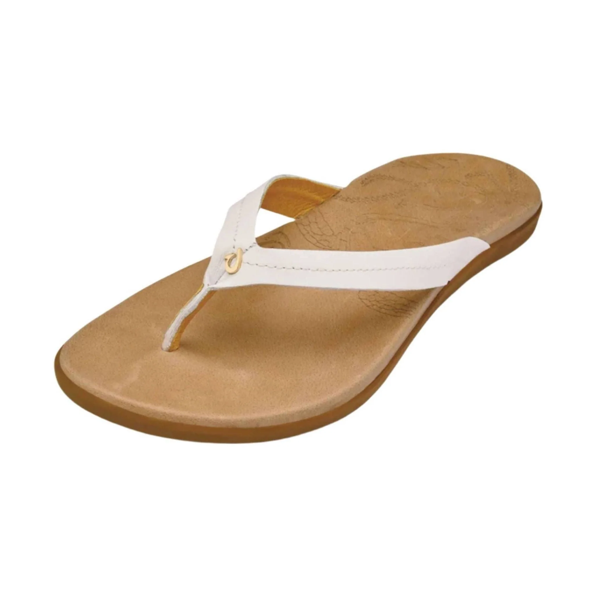 OluKai Women's Honu Leather Beach Sandals - Bright White/Golden Sand - Image 2