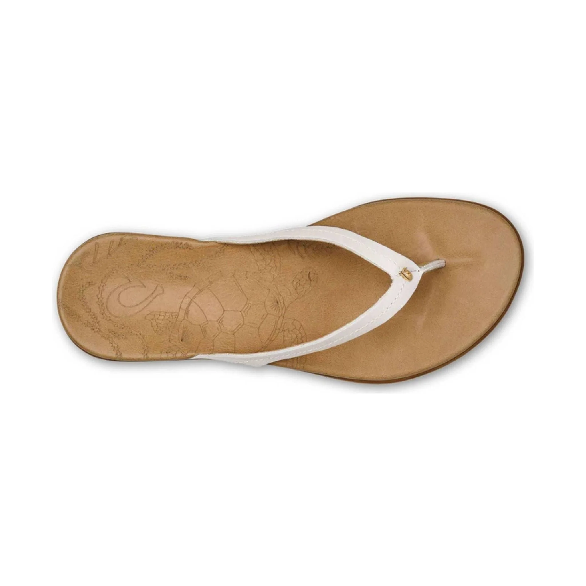 OluKai Women's Honu Leather Beach Sandals - Bright White/Golden Sand - Image 3