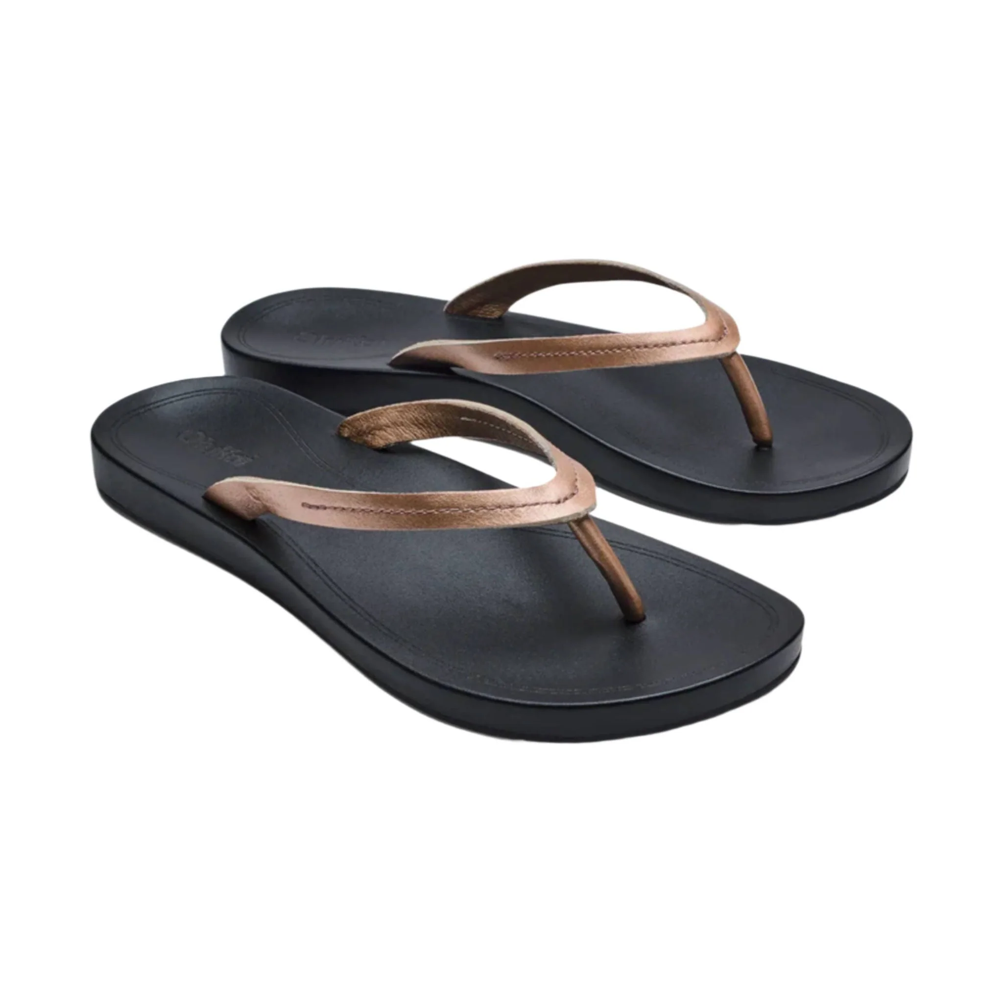 OluKai Women's Lalahi Leather Beach Sandals - Copper/Lava Rock - Image 2