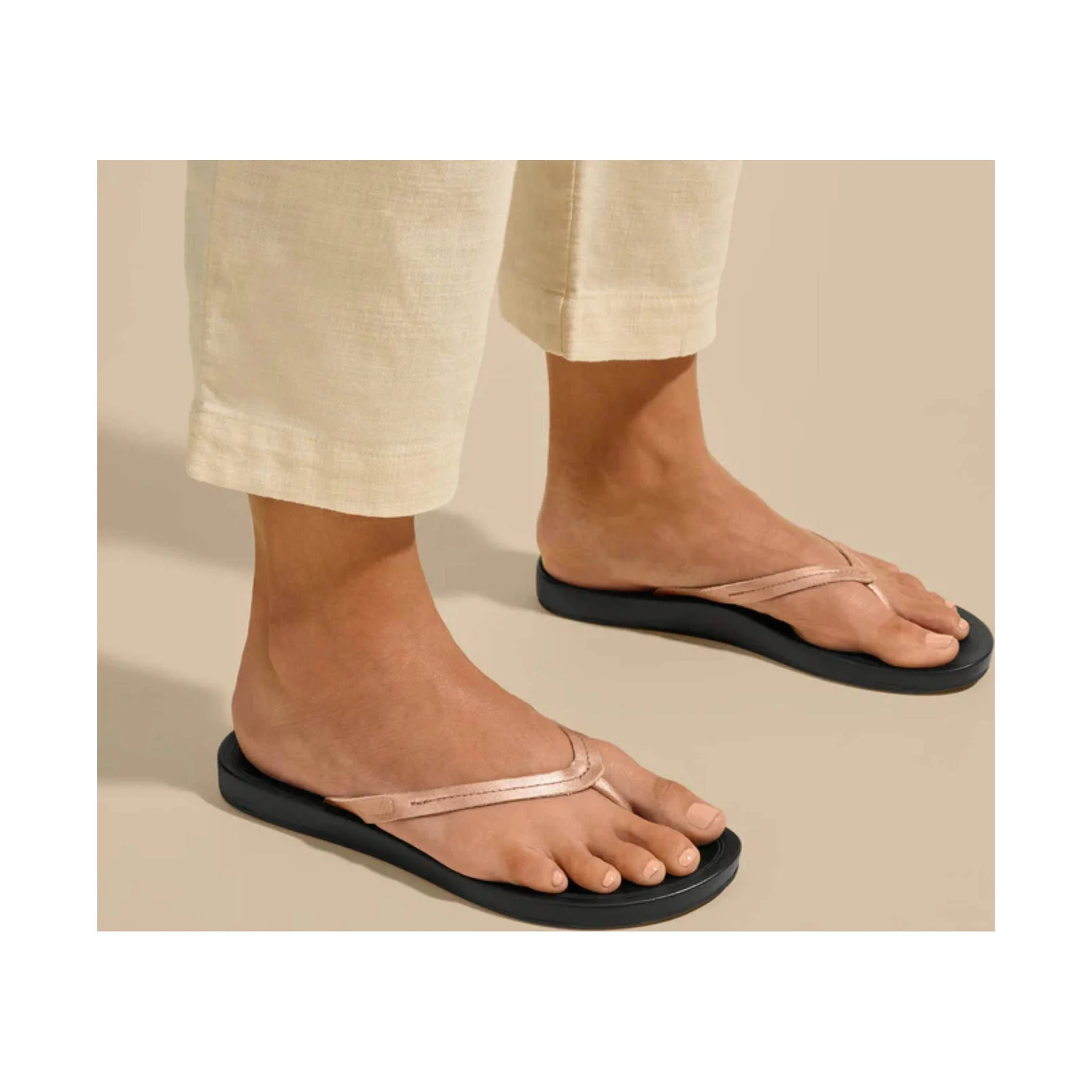 OluKai Women's Lalahi Leather Beach Sandals - Copper/Lava Rock - Image 5
