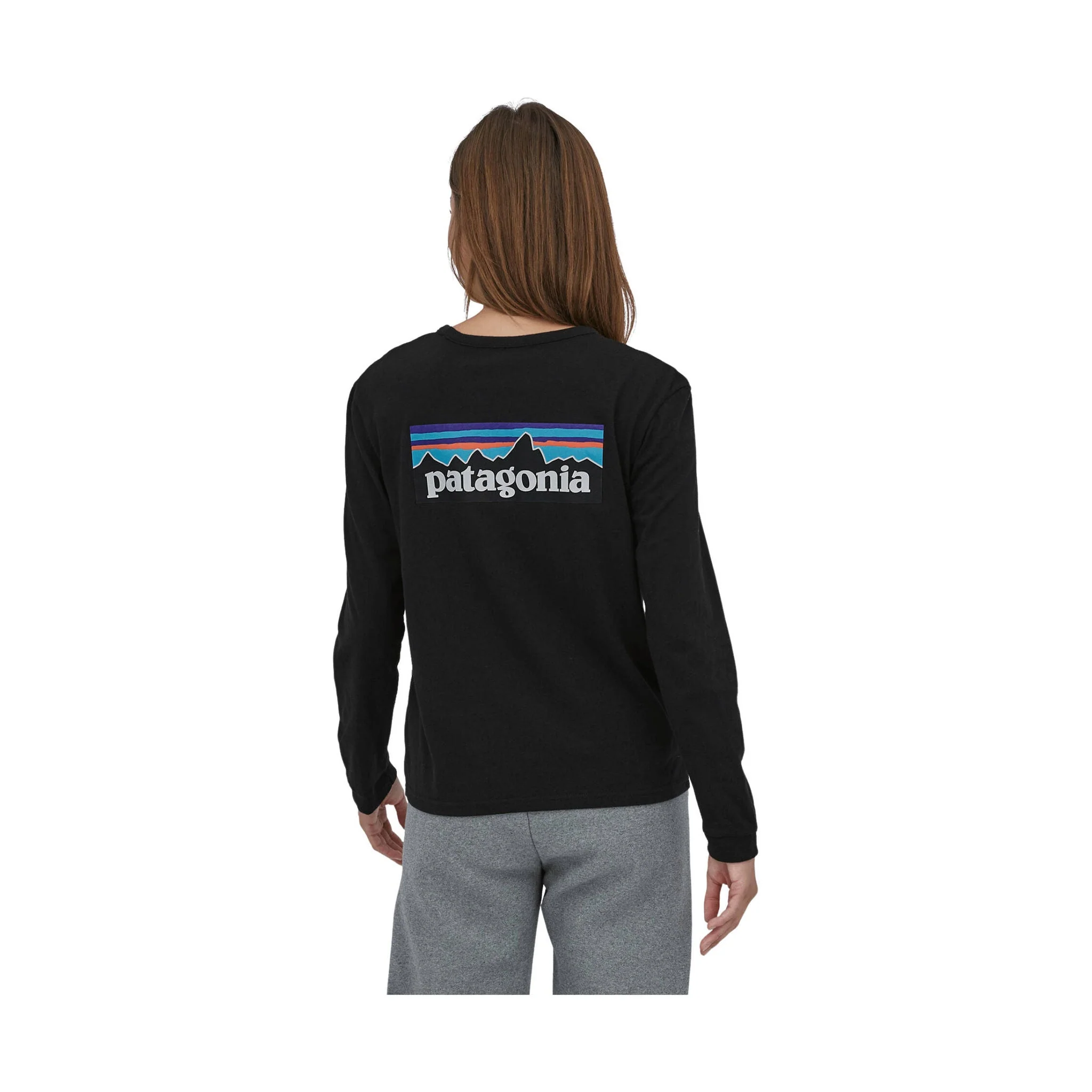 Patagonia Women's Long Sleeve P-6 Logo Tee - Black - Image 2