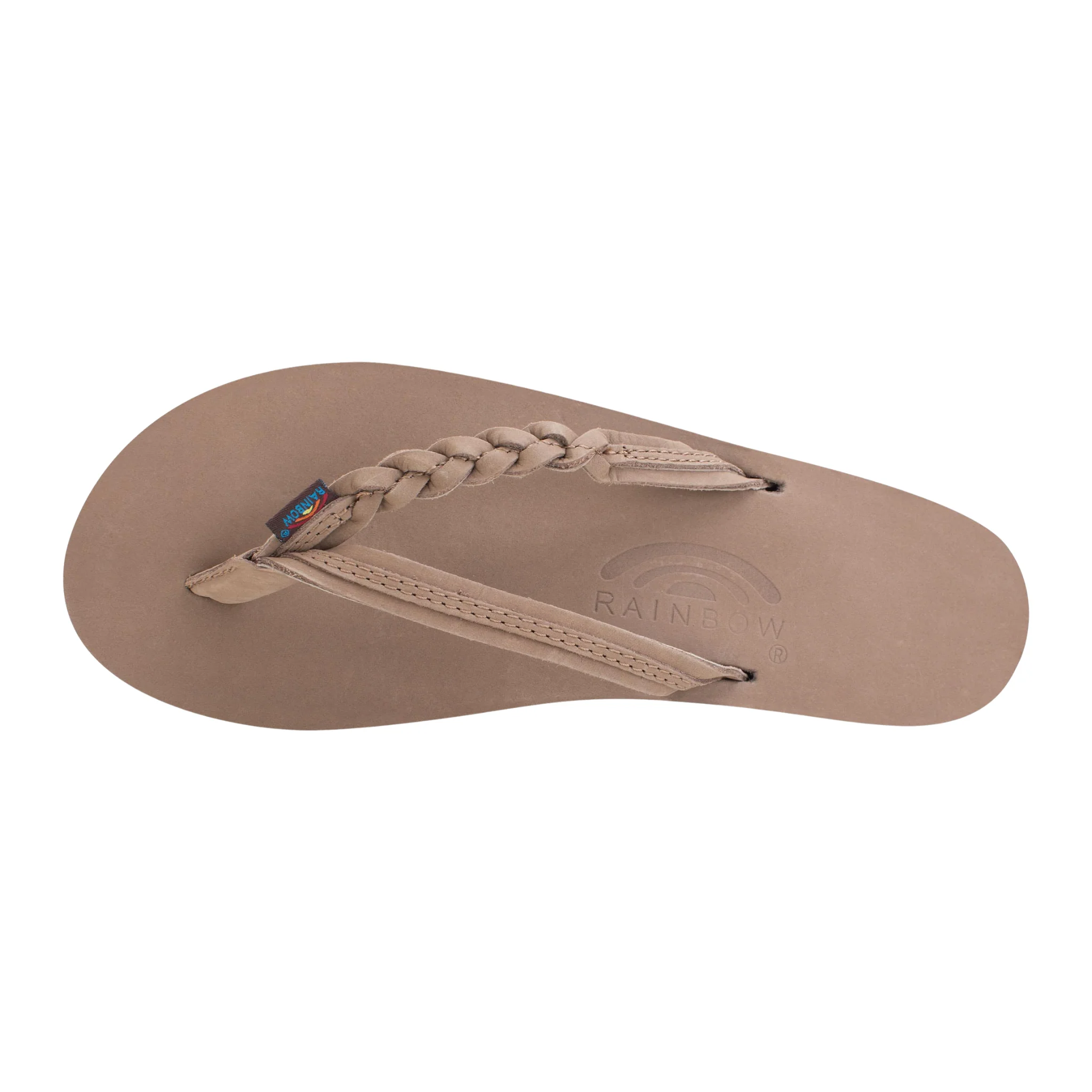 Rainbow Sandals Women's Flirty Braidy Single Layer Premium Leather Half Inch Narrow Strap With Braid Flip Flop - Dark Brown - Image 3
