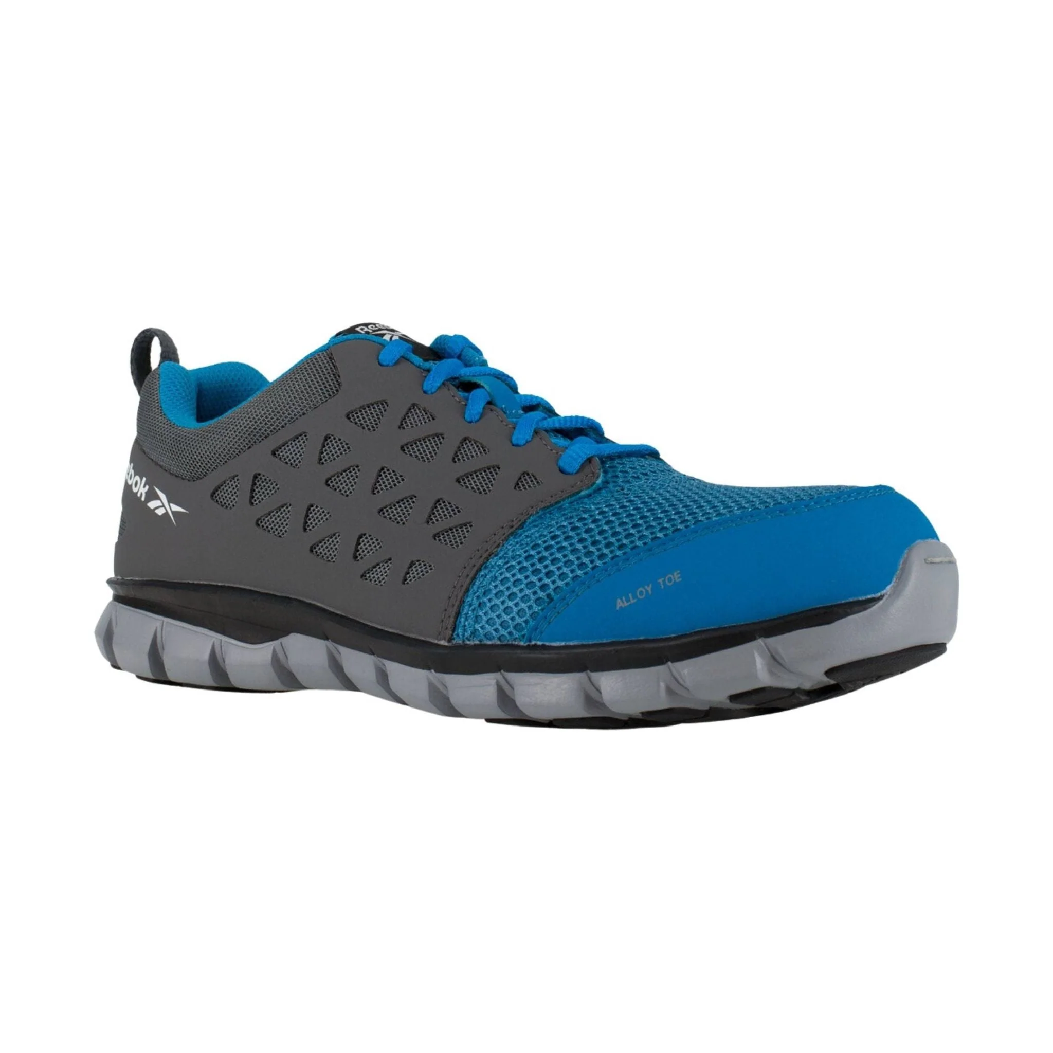 Reebok Work Men's Sublite Cushion Alloy Toe ESD Work Shoe - Grey/Blue - Image 2
