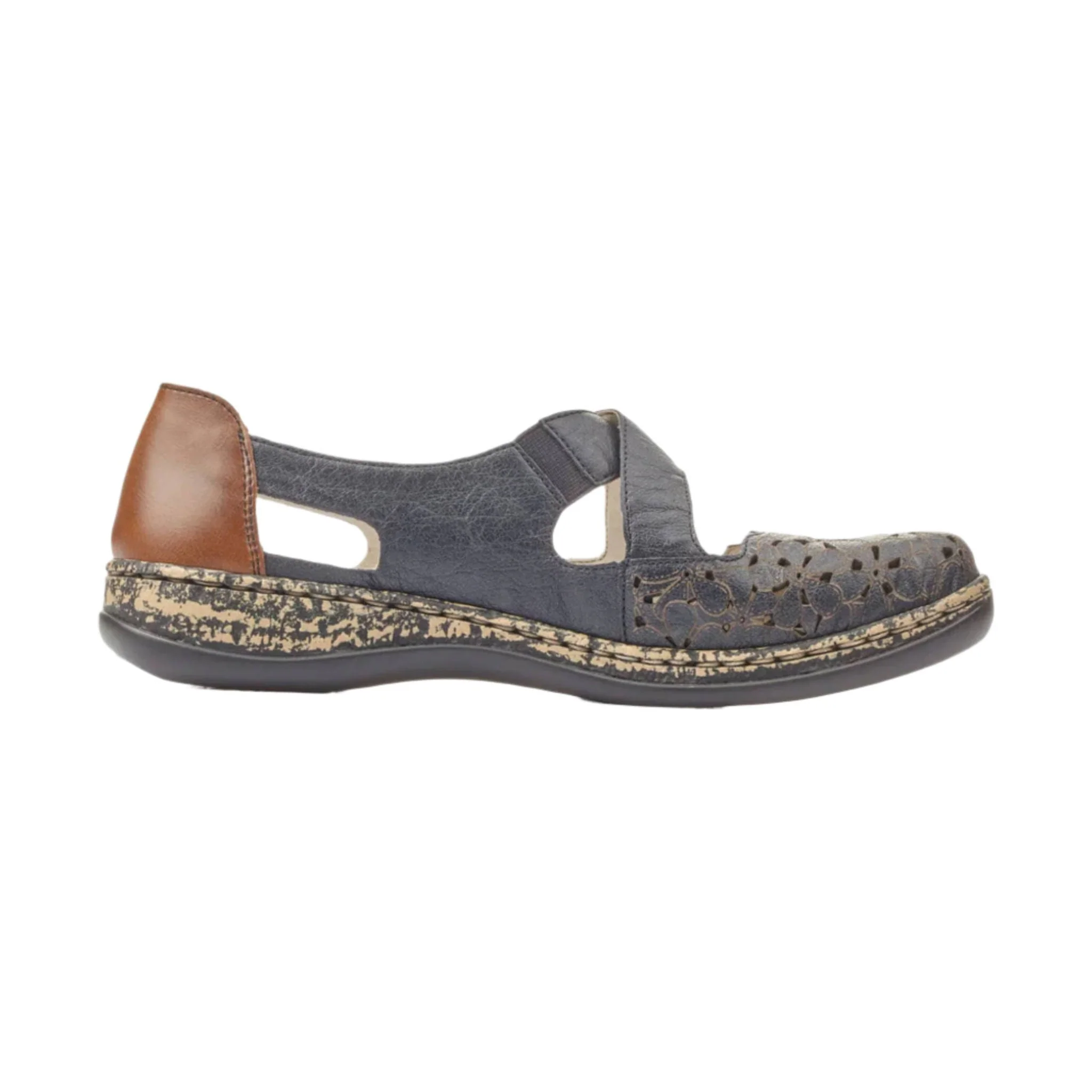 Rieker Women's Daisy H4 Shoes - Blue/Pazifik/Mogano
