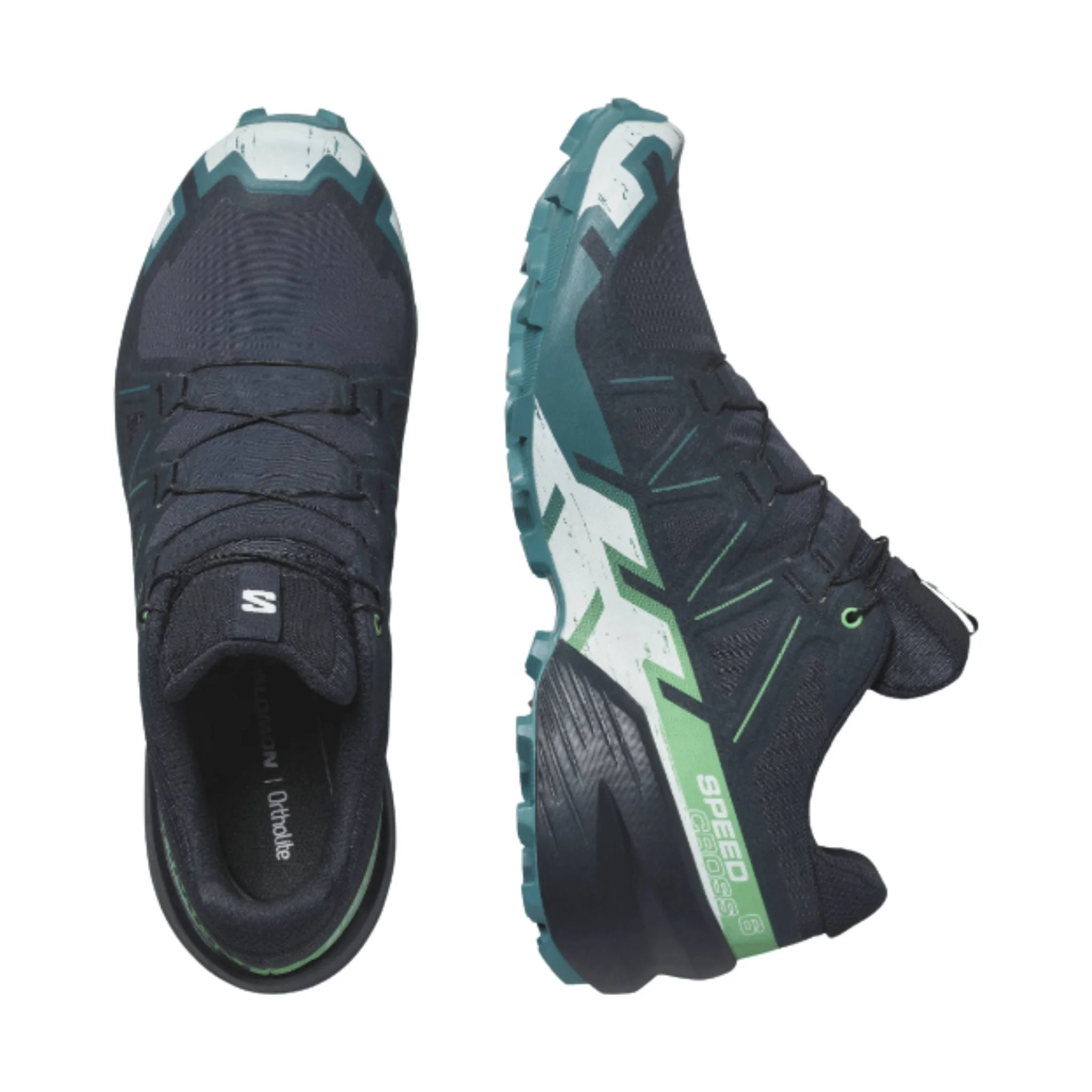 Salomon Men's Speedcross 6 Trail Running Shoes - Carbon/Tahitian Tide/White - Image 4