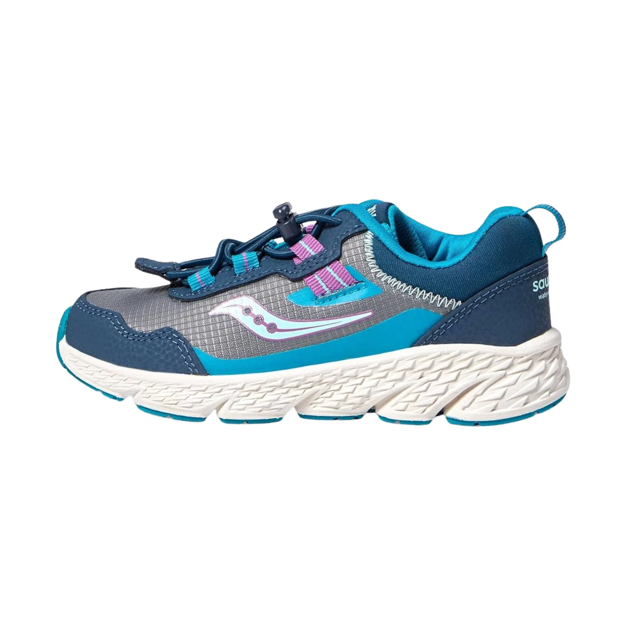 Saucony Kids' Wind Shield 3.0 Shoes - Navy/Grey/Turquoise - Image 2
