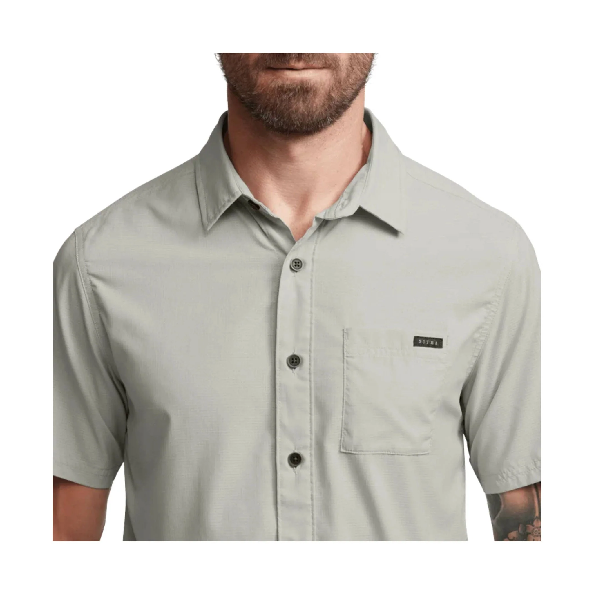 Sitka Men's Mojave SS Shirt - Field Gray Grid - Image 2