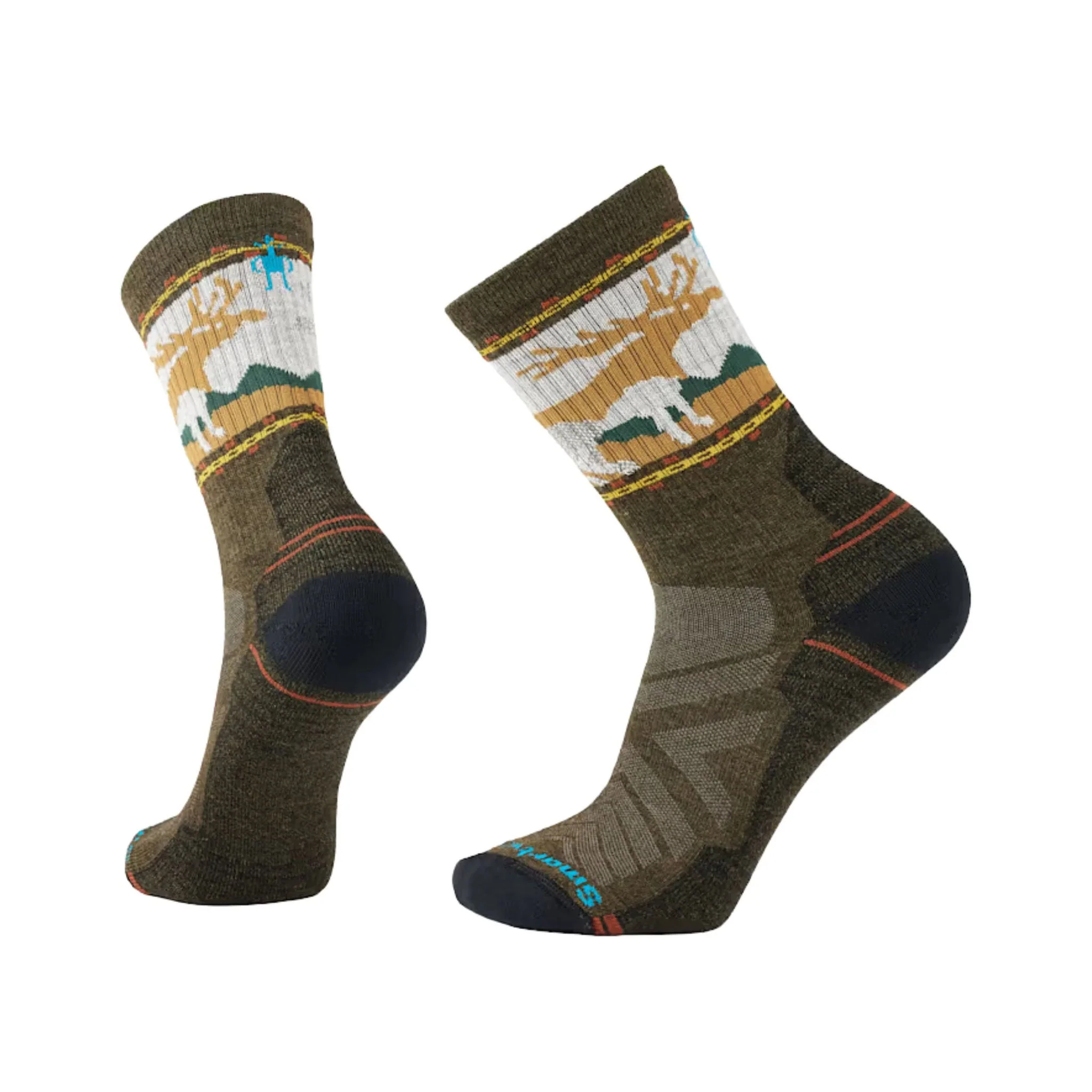 Smartwool Men's Hike Mountain Moose Crew Socks - Military Olive