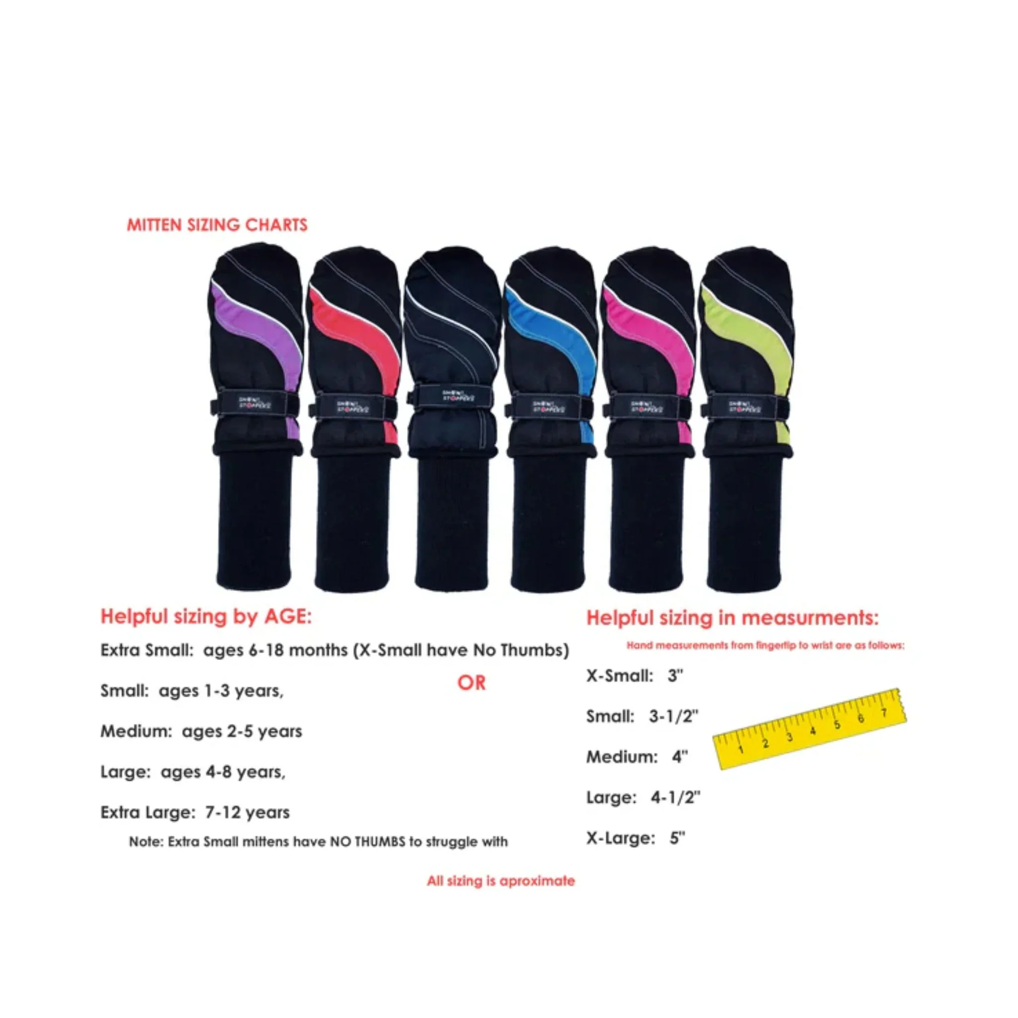 SnowStoppers Kids' Ski and Snowboard Mittens - Black - Image 2