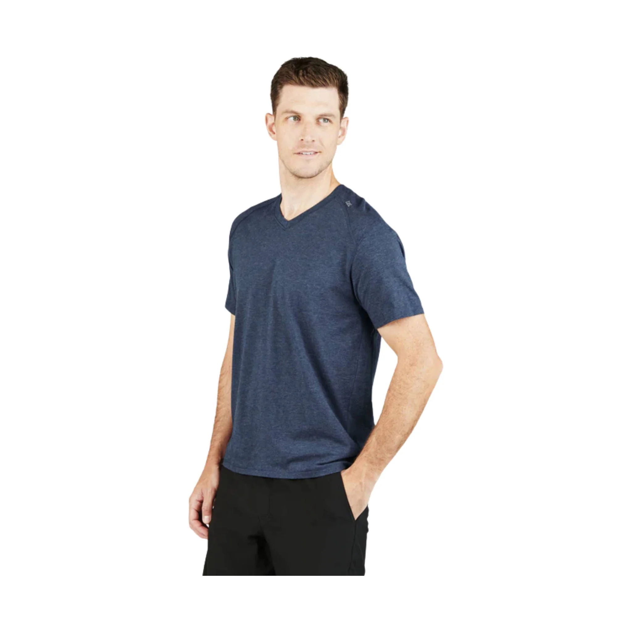 Tasc Men's Carrollton Fitness V Neck Tee - Classic Navy Heather - Image 2