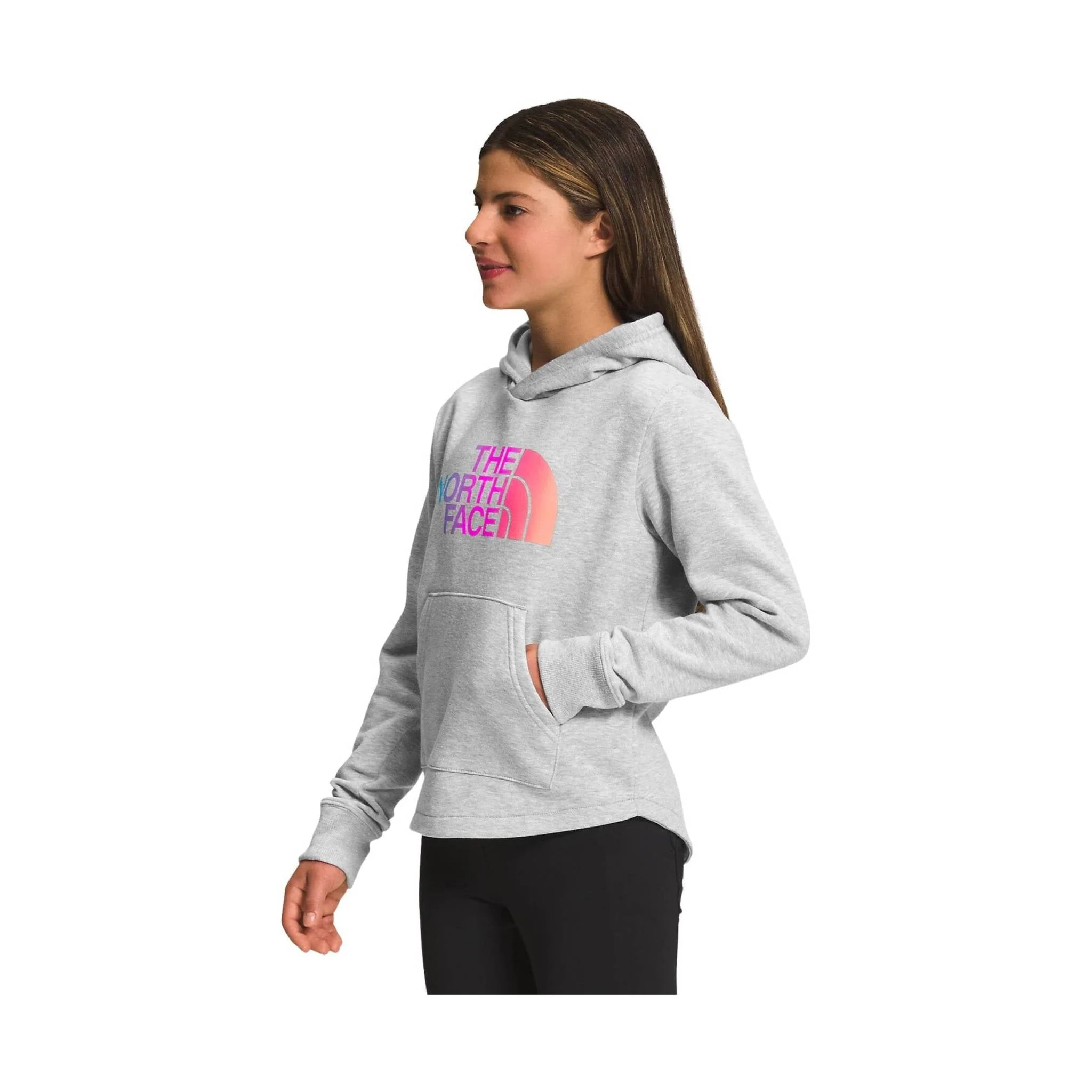 The North Face Kids' Camp Fleece Pullover Hoodie - Light Grey Heather/Super Pink - Image 2