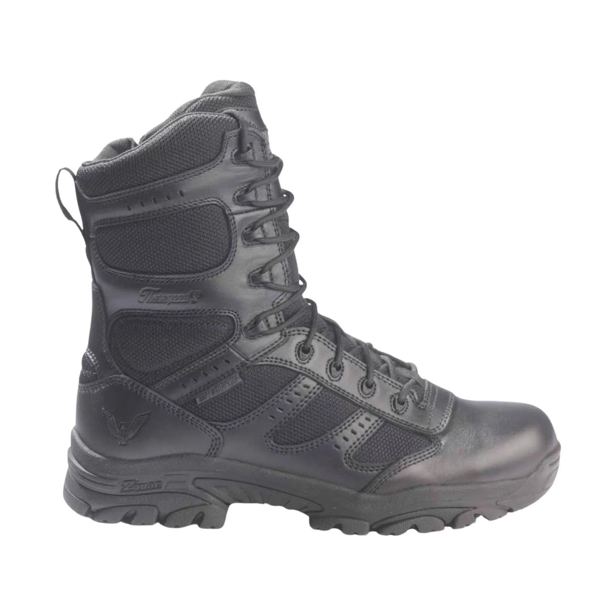 Thorogood Men's 8 Inch Side Zip Waterproof Composite Toe Work Boot - Black