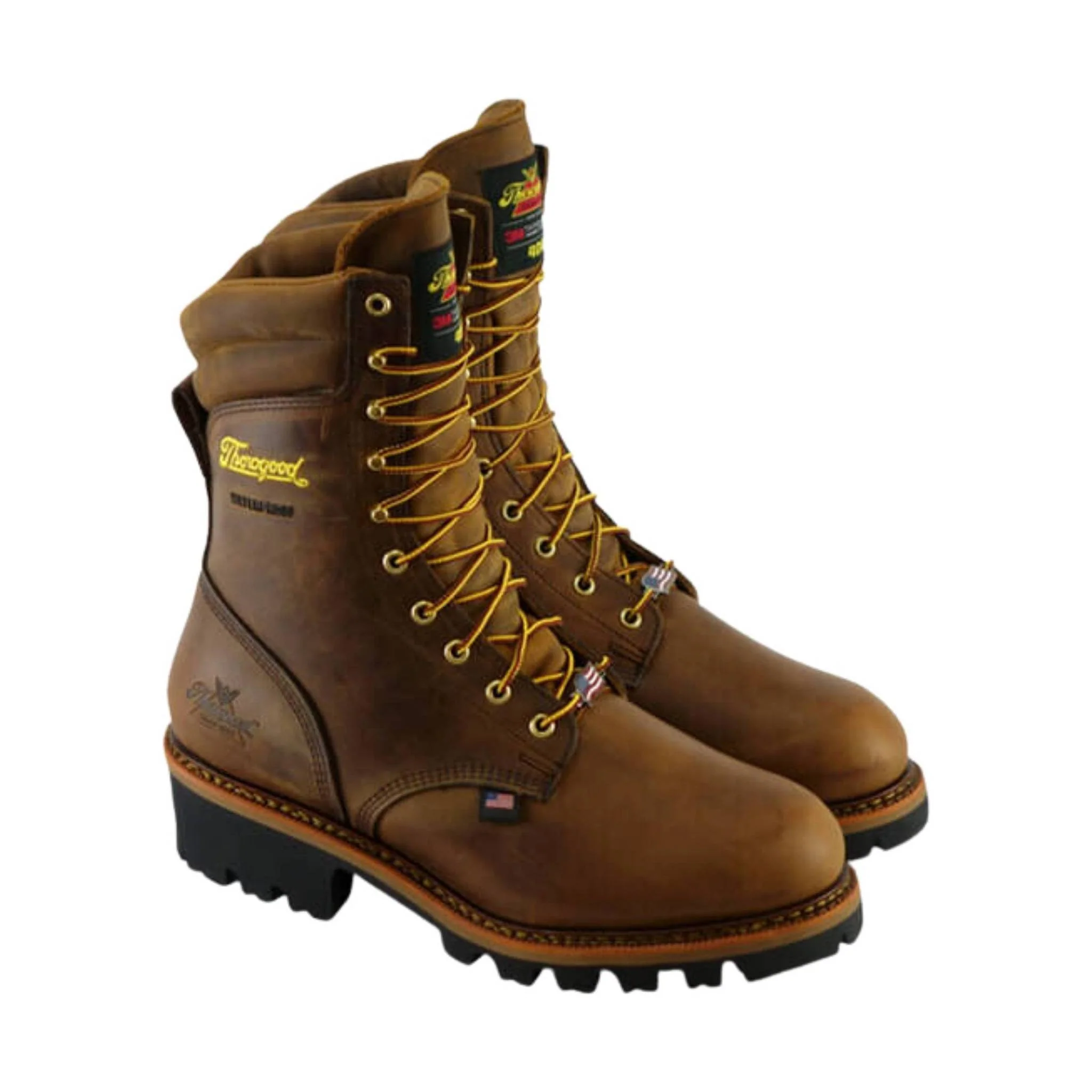 Thorogood Men's Logger 9 Inch 400g Insulated Waterproof Steel Toe Work Boot - Brown Trail Crazy Horse - Image 2