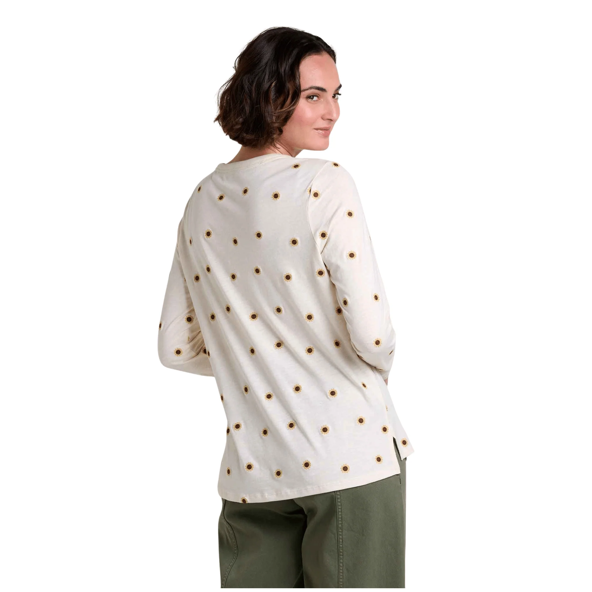 Toad & Co Women's Primo Long Sleeve Crew Embroidered Top - Salt Sunflower - Image 2